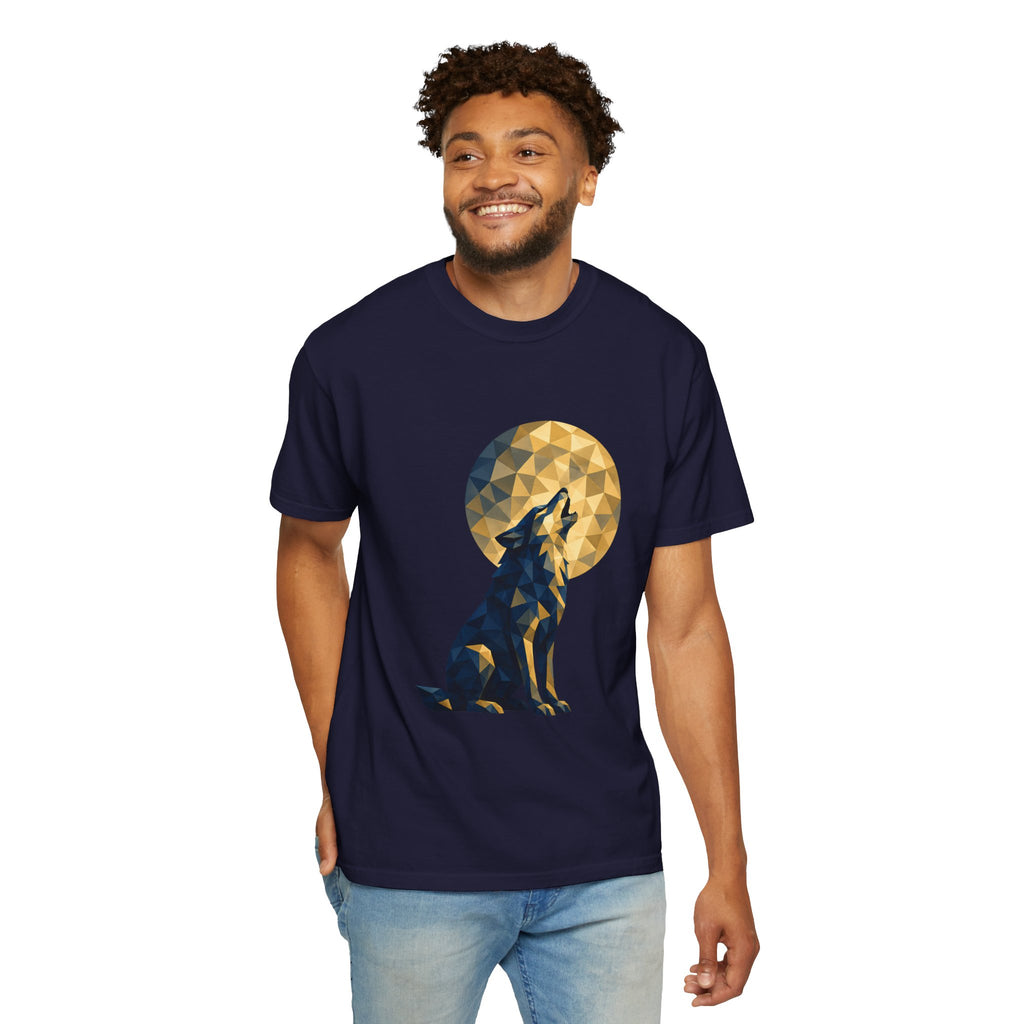 Geometric Howling Wolf T-Shirt | Moon Silhouette