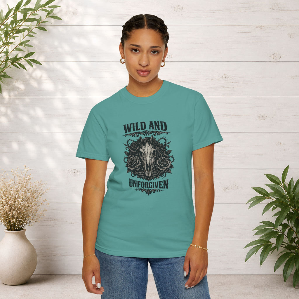 Wild and Unforgiven Skull Tee – Horse Rider Graphic T-Shirt