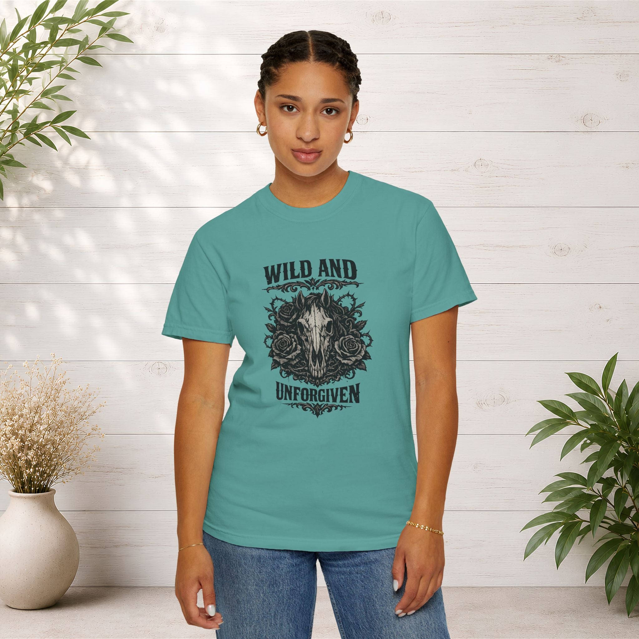 Wild and Unforgiven Skull Tee – Horse Rider Graphic T-Shirt