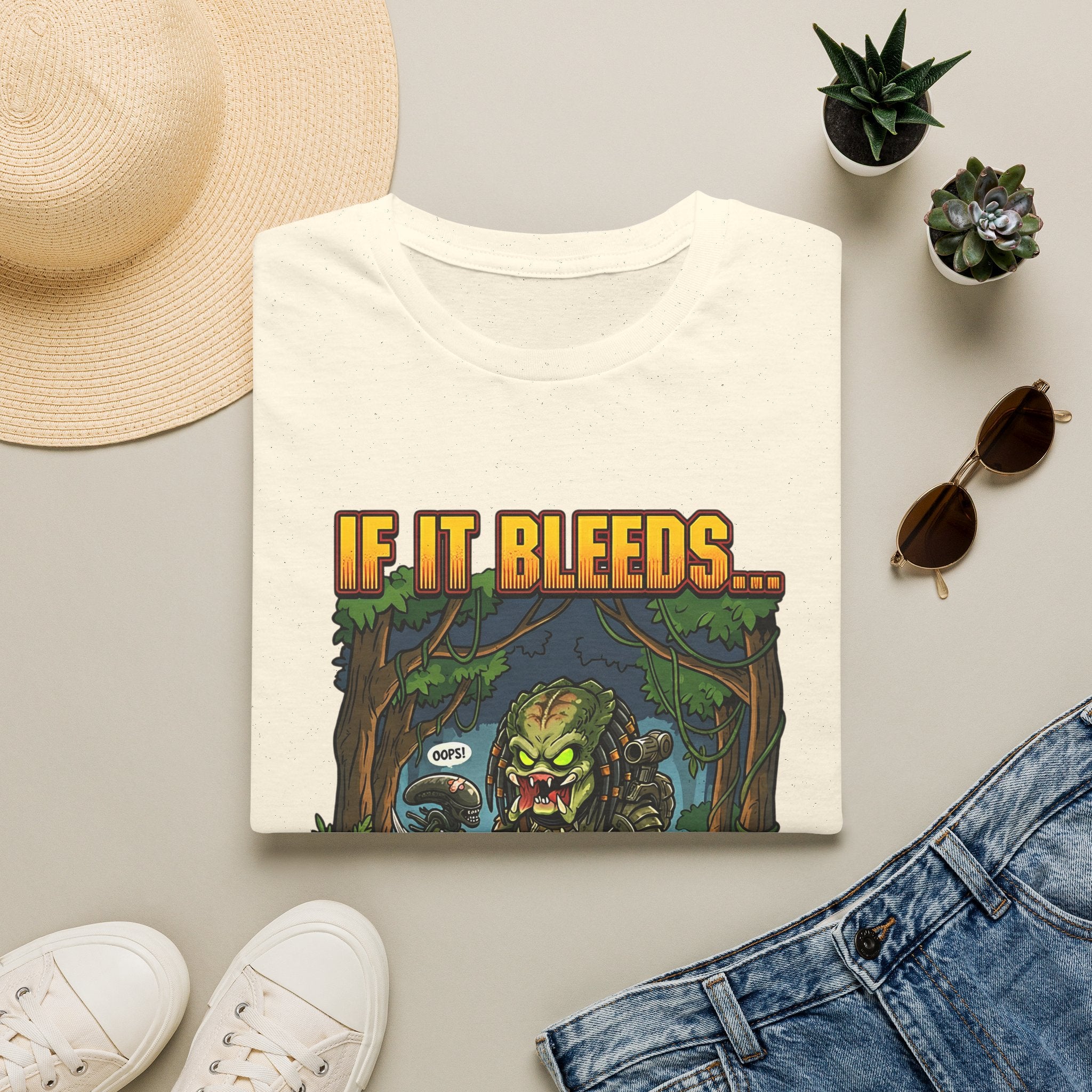 Predator "If It Bleeds" Forest Design T-Shirt | Horror Movie Character