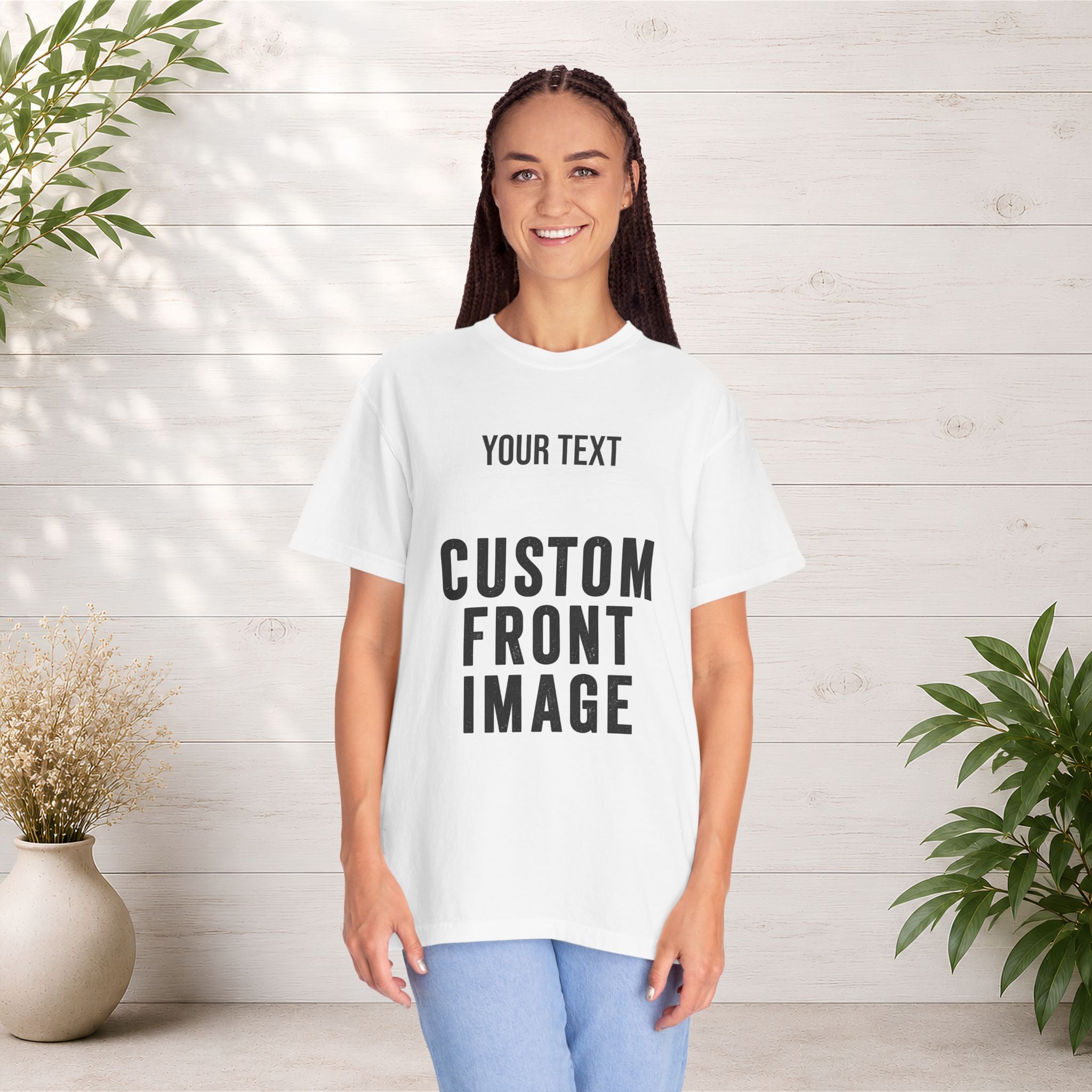 Custom Front Landscape Print T-Shirt — Personalized Text & Image Tee