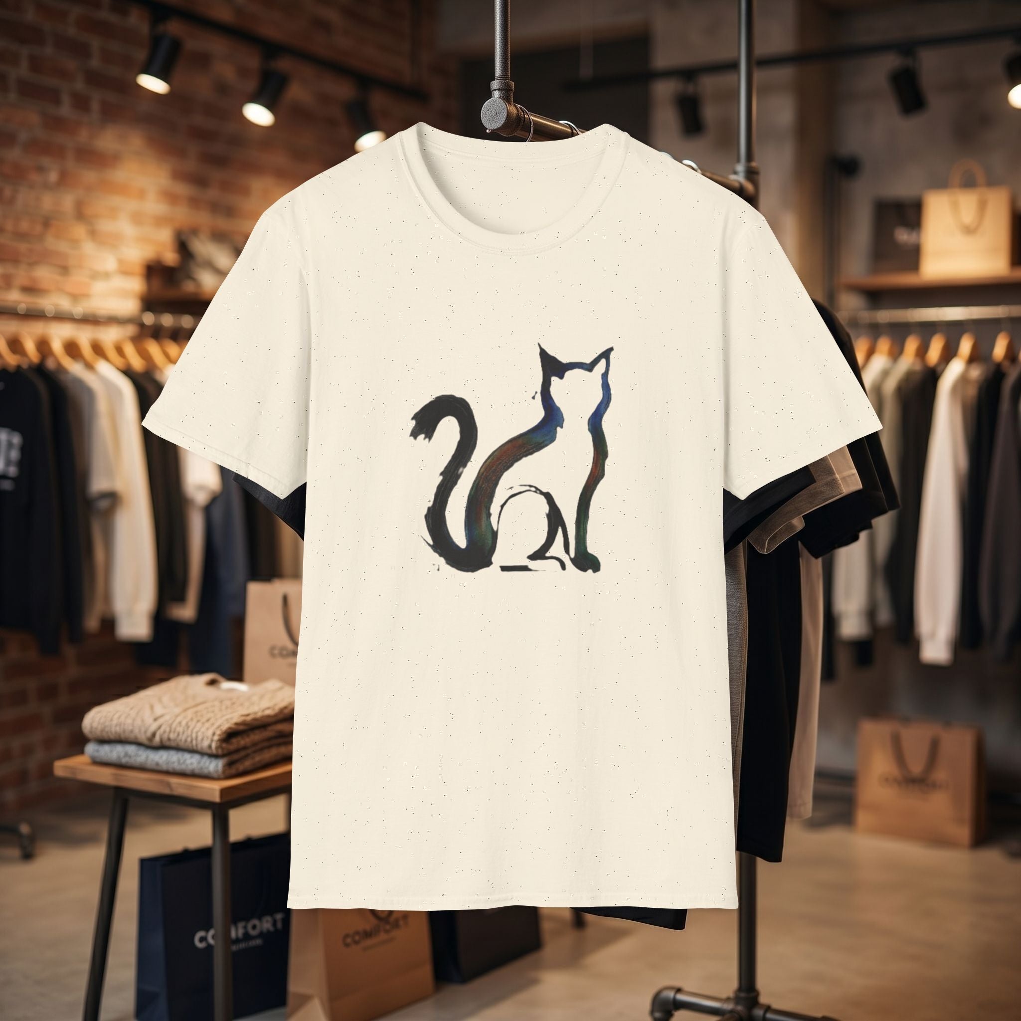 Silhouette Cat Illustration T-Shirt | Minimal Cat Artwork