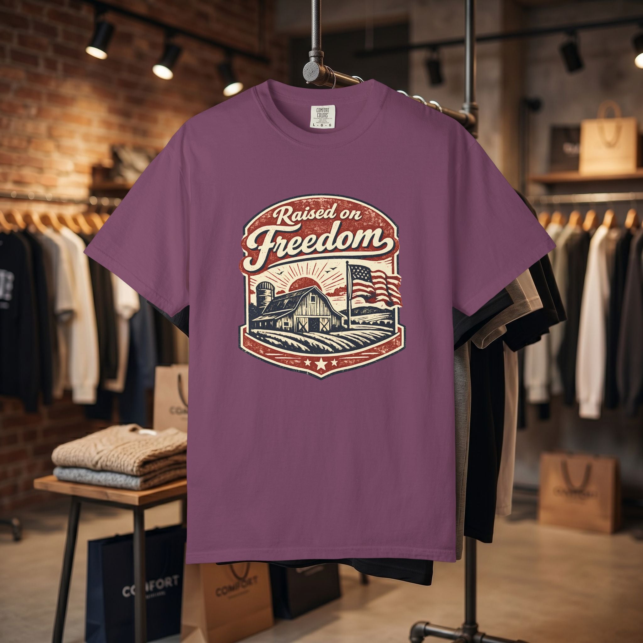 Raised on Freedom T-Shirt — Vintage American Flag Graphic Tee