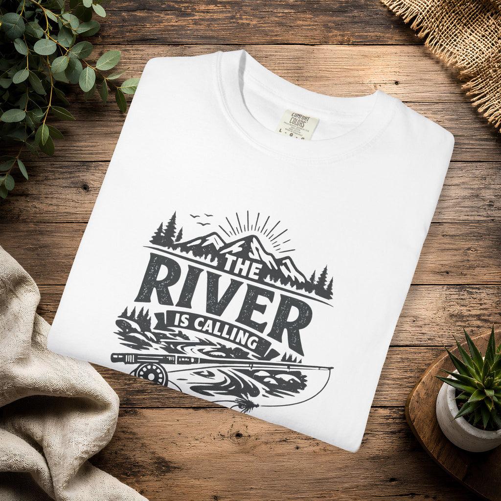 The River Is Calling T-Shirt — Rustic Fishing & Kayak Outdoor Tee