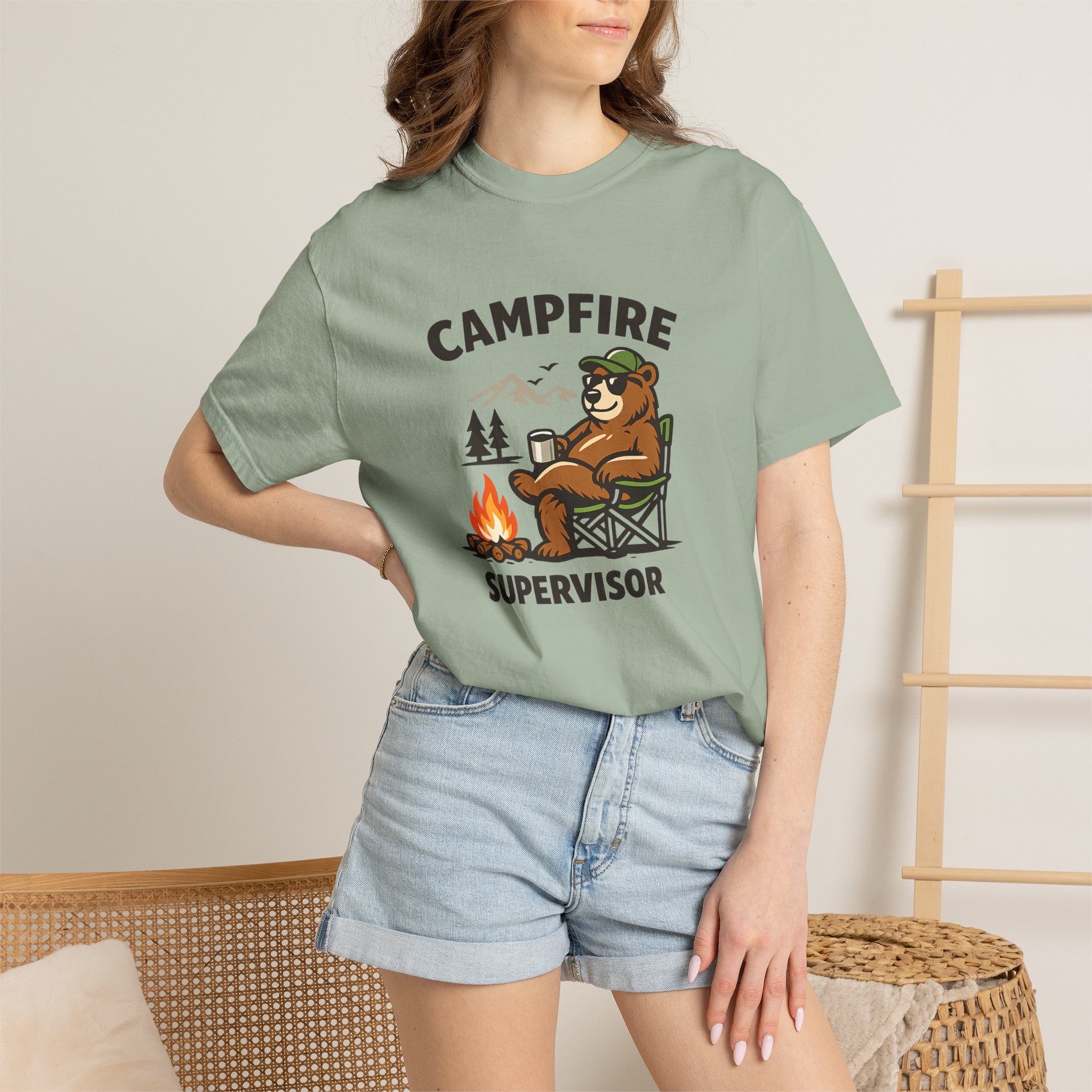 Campfire Supervisor T-Shirt — Funny Bear Camping Tee