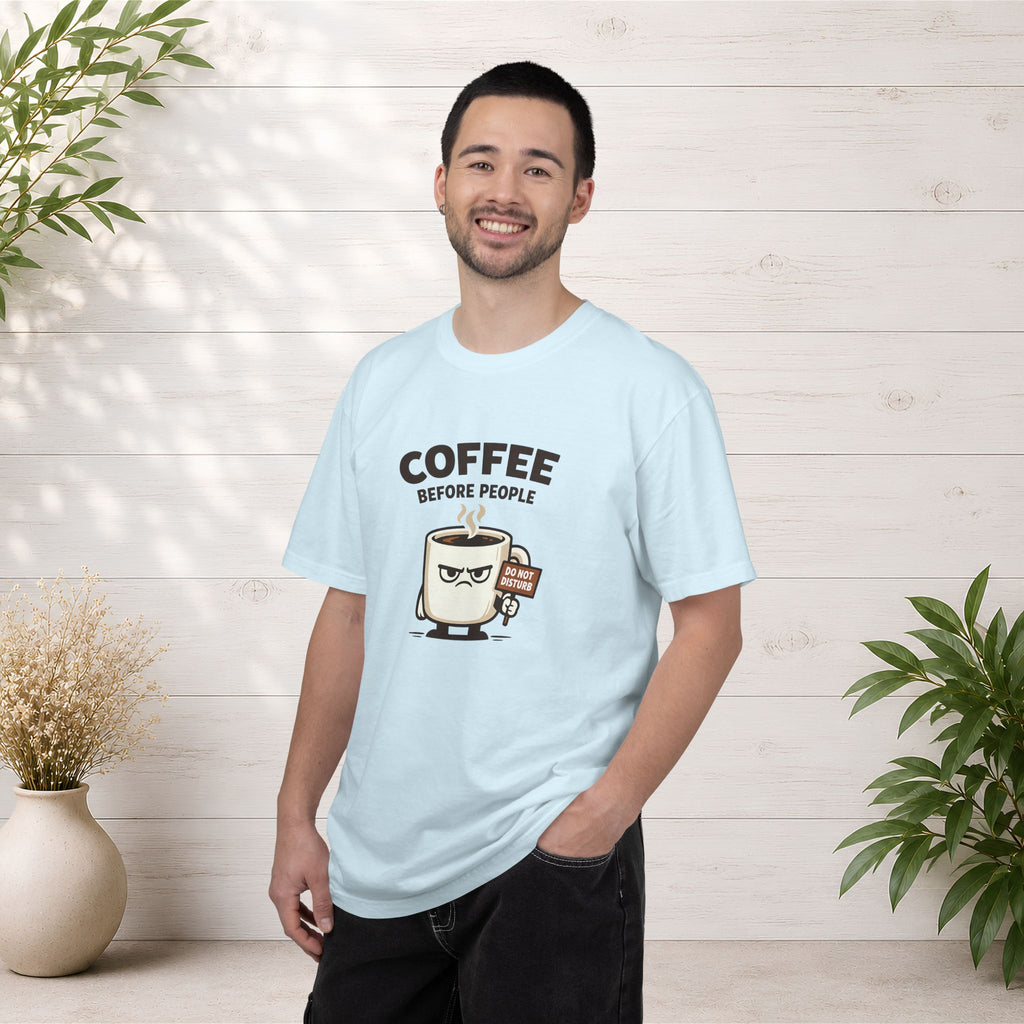 Coffee Before People T‑Shirt — Funny Morning Coffee Graphic Tee