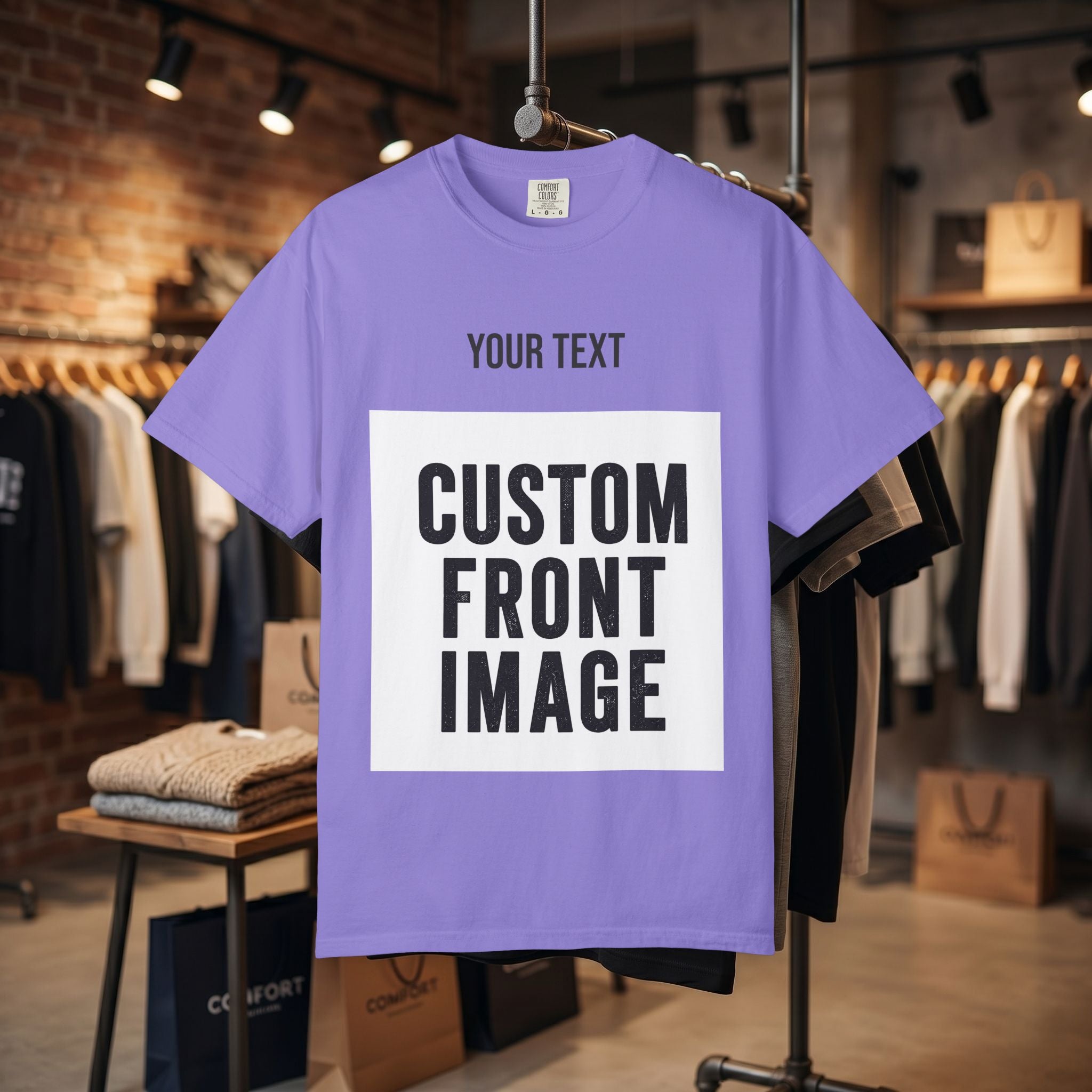 Custom Front Square Print T-Shirt — Personalized Text & Image Tee