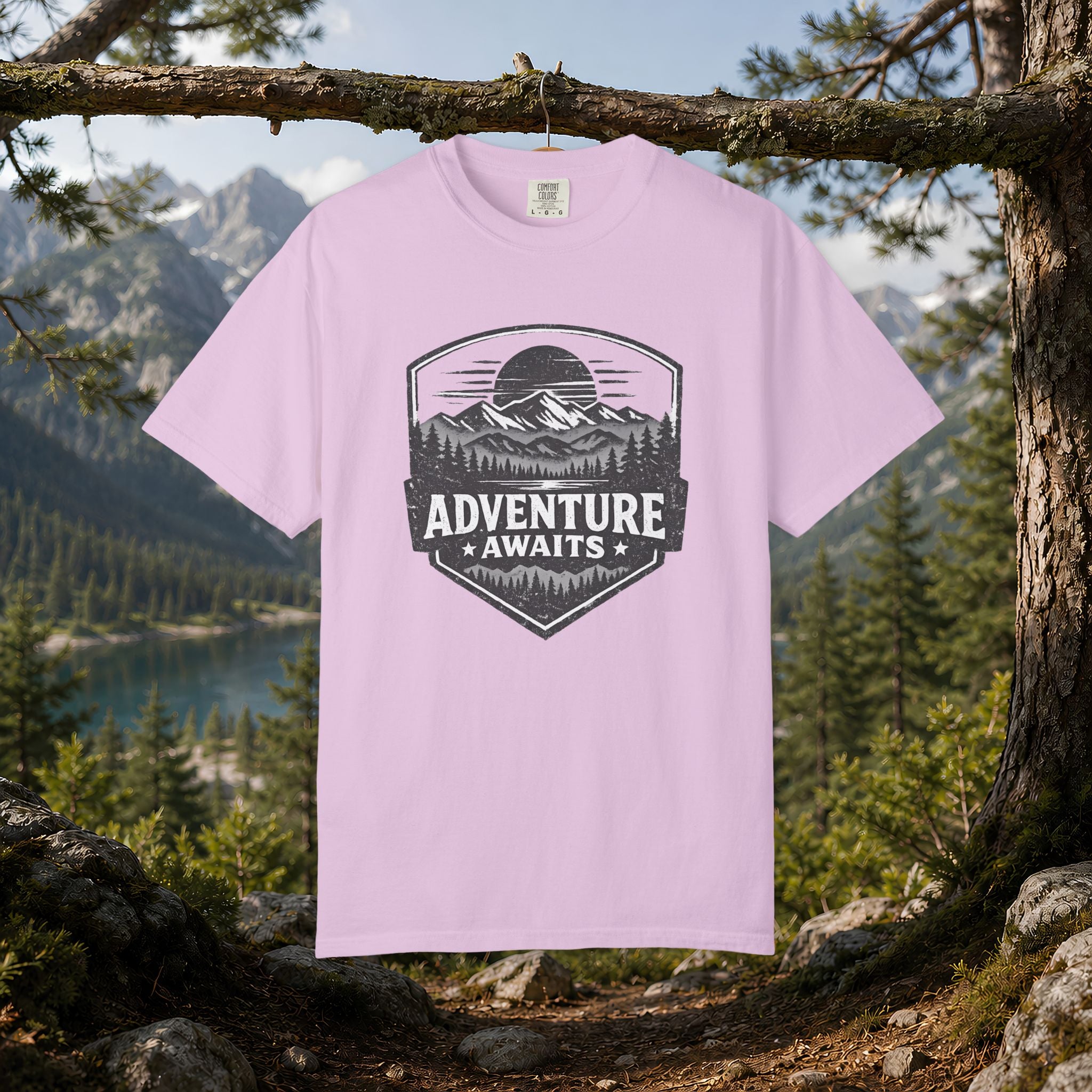 Adventure Awaits T-Shirt — Mountain Hiking Outdoors Tee