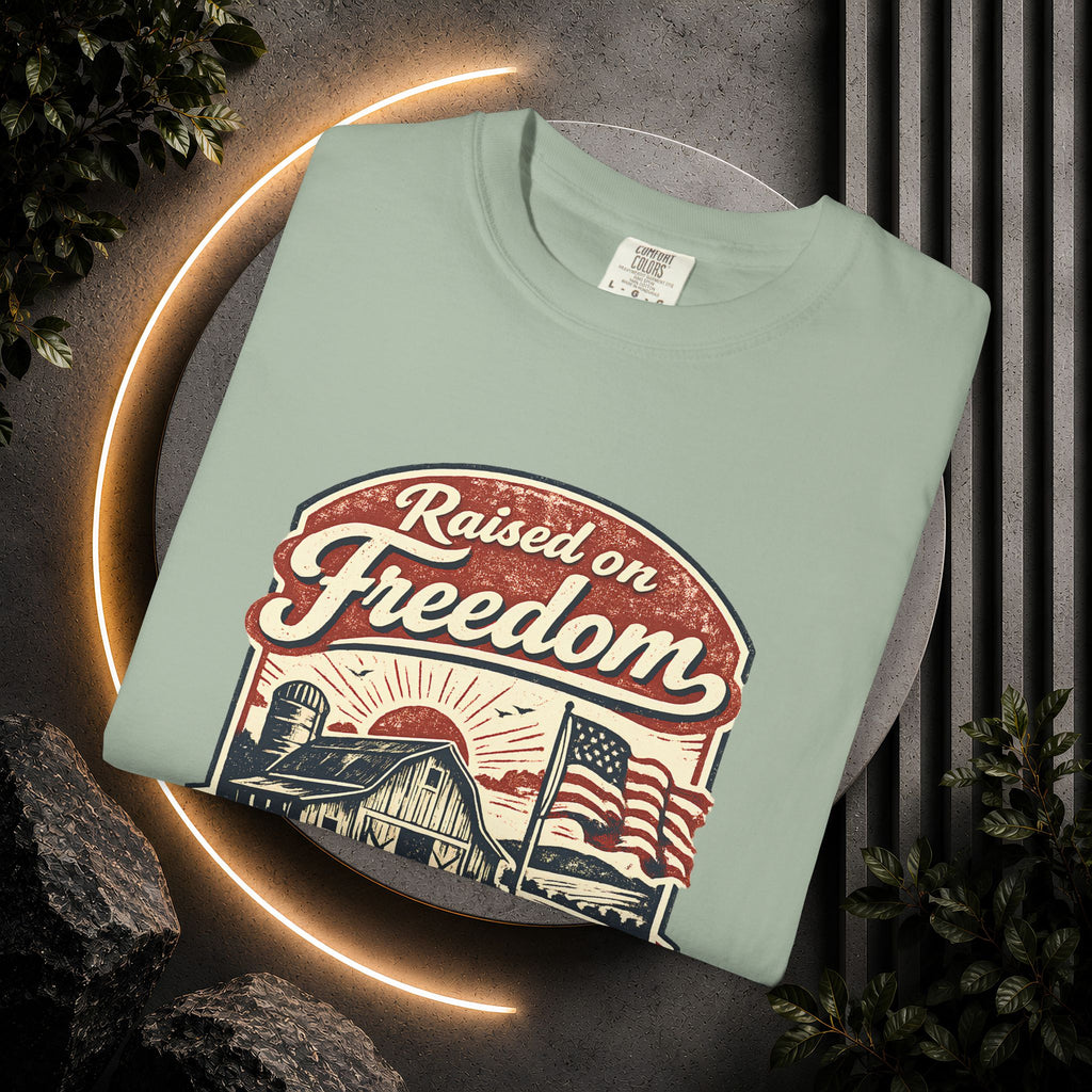 Raised on Freedom T-Shirt — Vintage American Flag Graphic Tee
