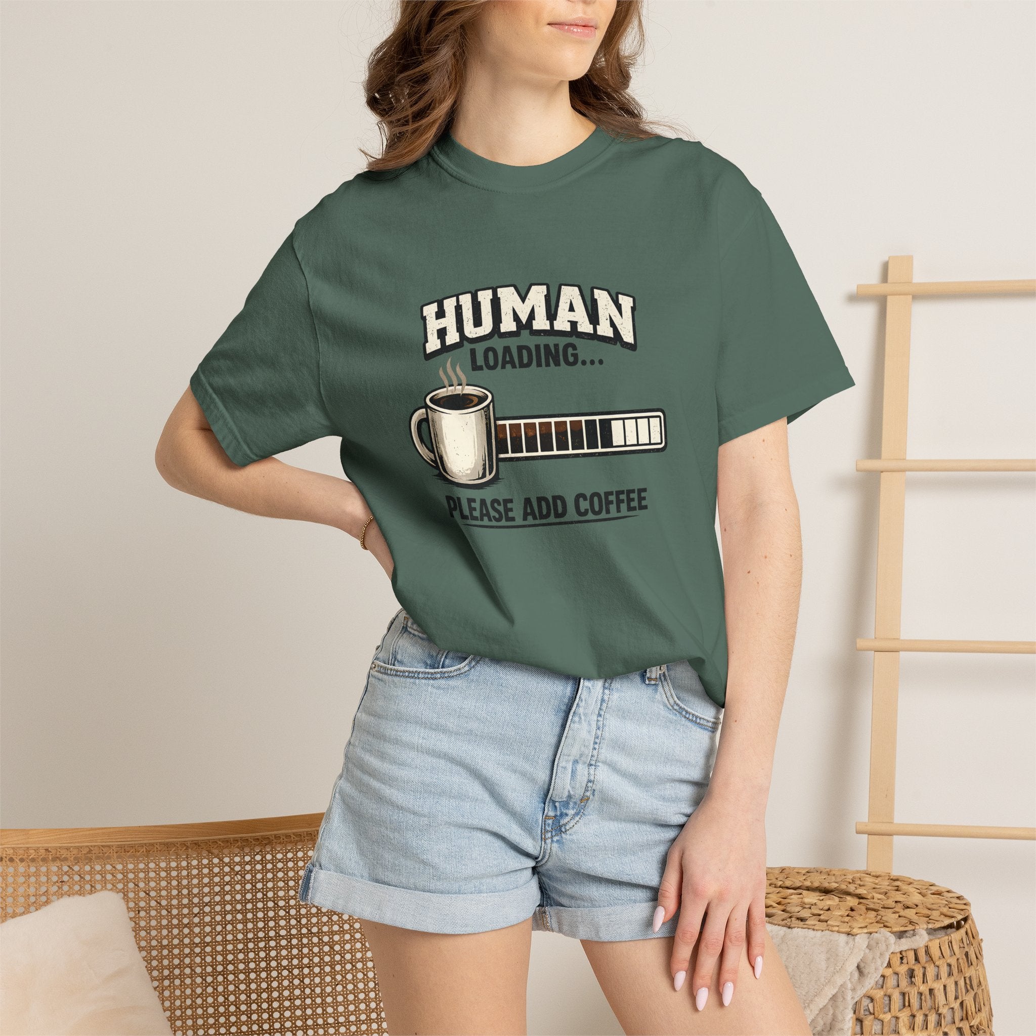 "Human Loading... Please Add Coffee" Funny Coffee Lover T-Shirt
