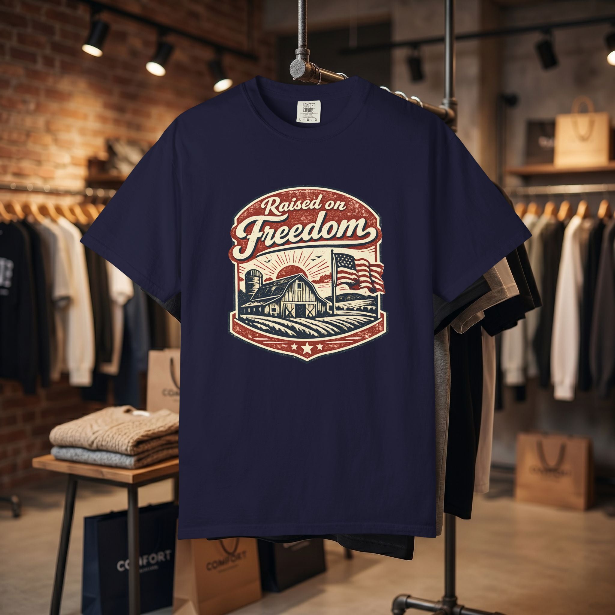 Raised on Freedom T-Shirt — Vintage American Flag Graphic Tee