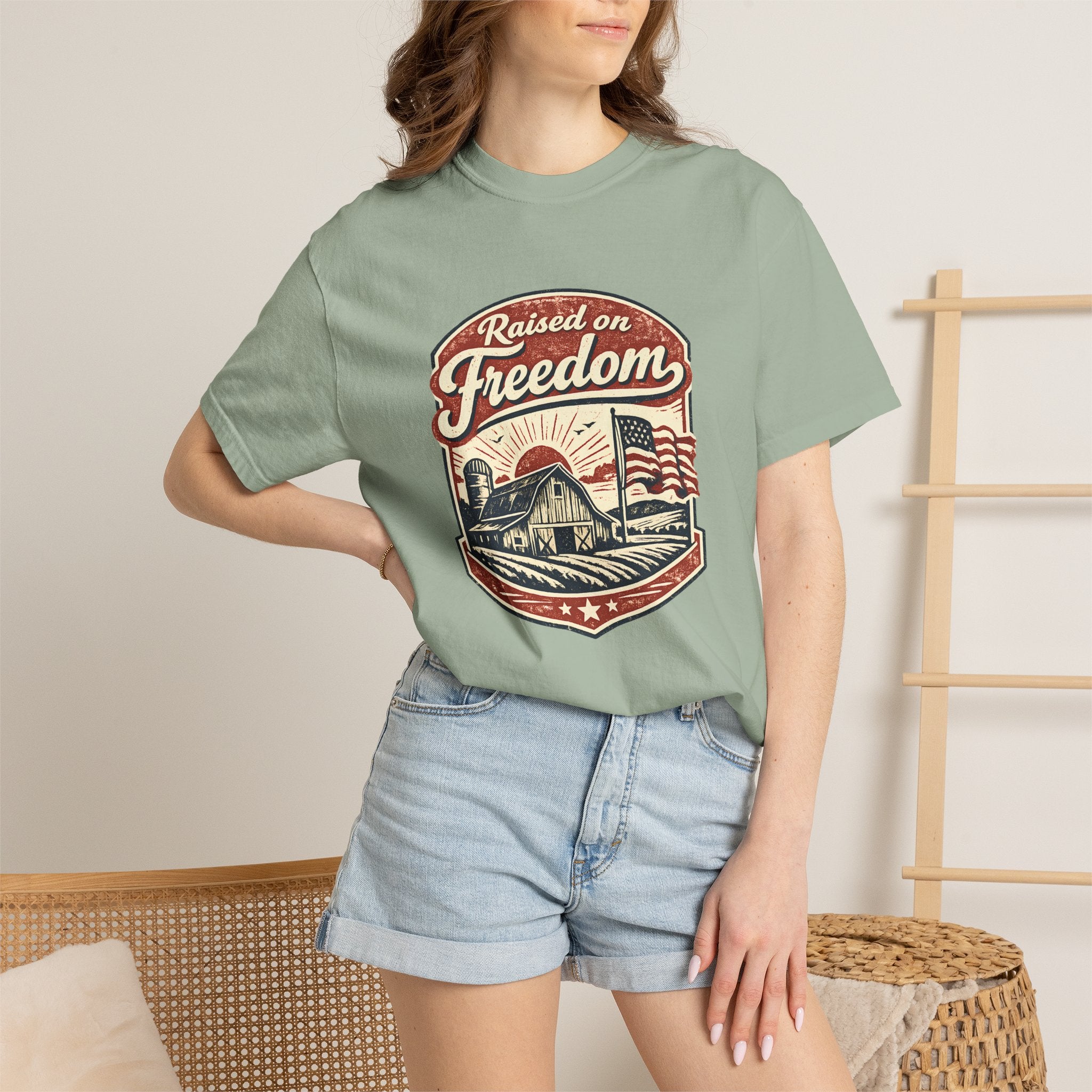 Raised on Freedom T-Shirt — Vintage American Flag Graphic Tee