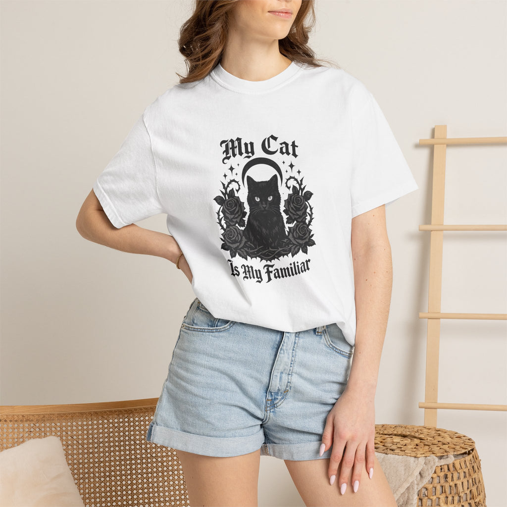 My Cat Is My Familiar T-Shirt — Gothic Cat Witch Tee