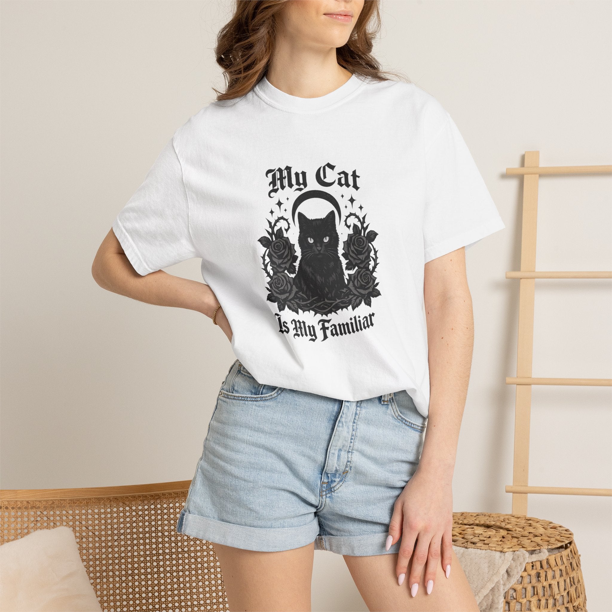 My Cat Is My Familiar T-Shirt — Gothic Cat Witch Tee