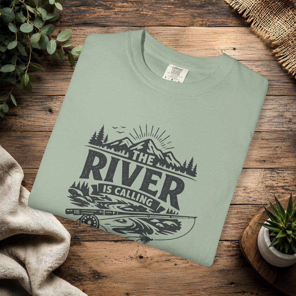 The River Is Calling T-Shirt — Rustic Fishing & Kayak Outdoor Tee