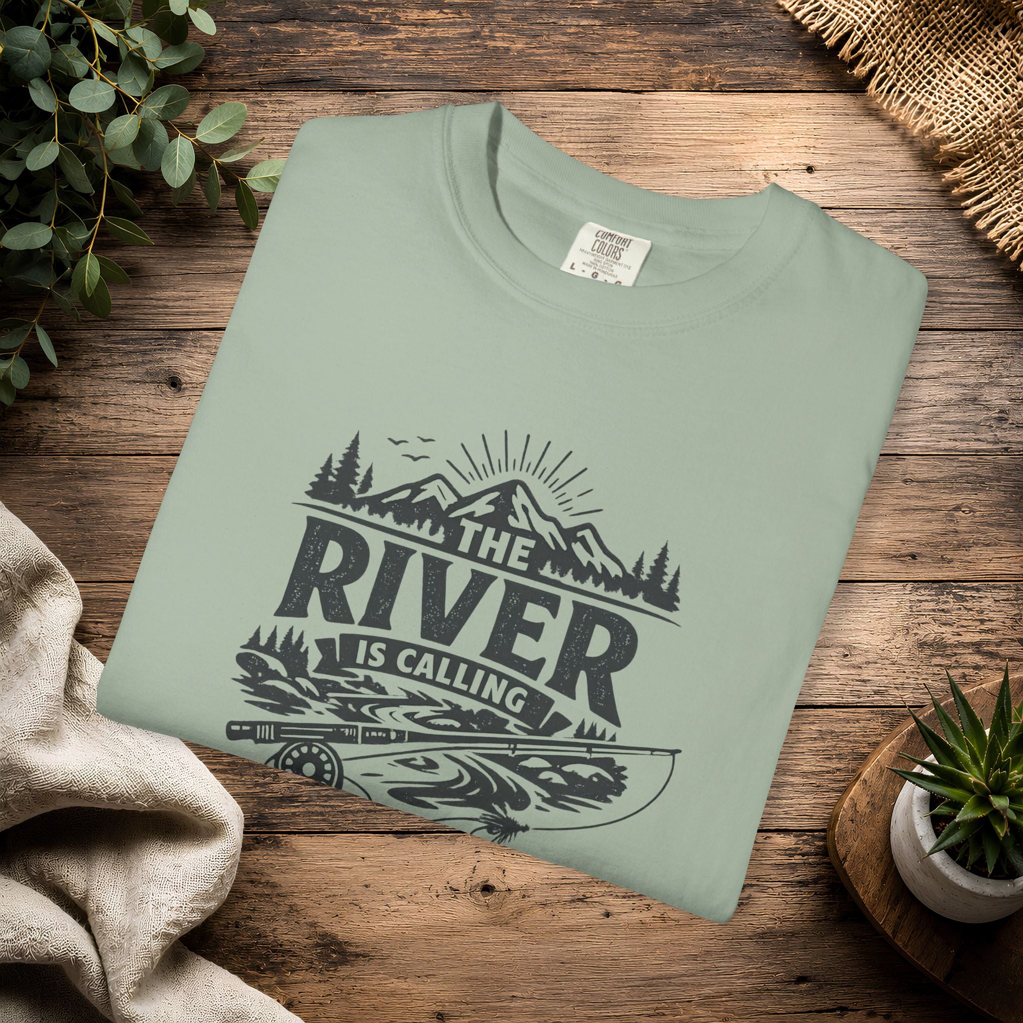 The River Is Calling T-Shirt — Rustic Fishing & Kayak Outdoor Tee