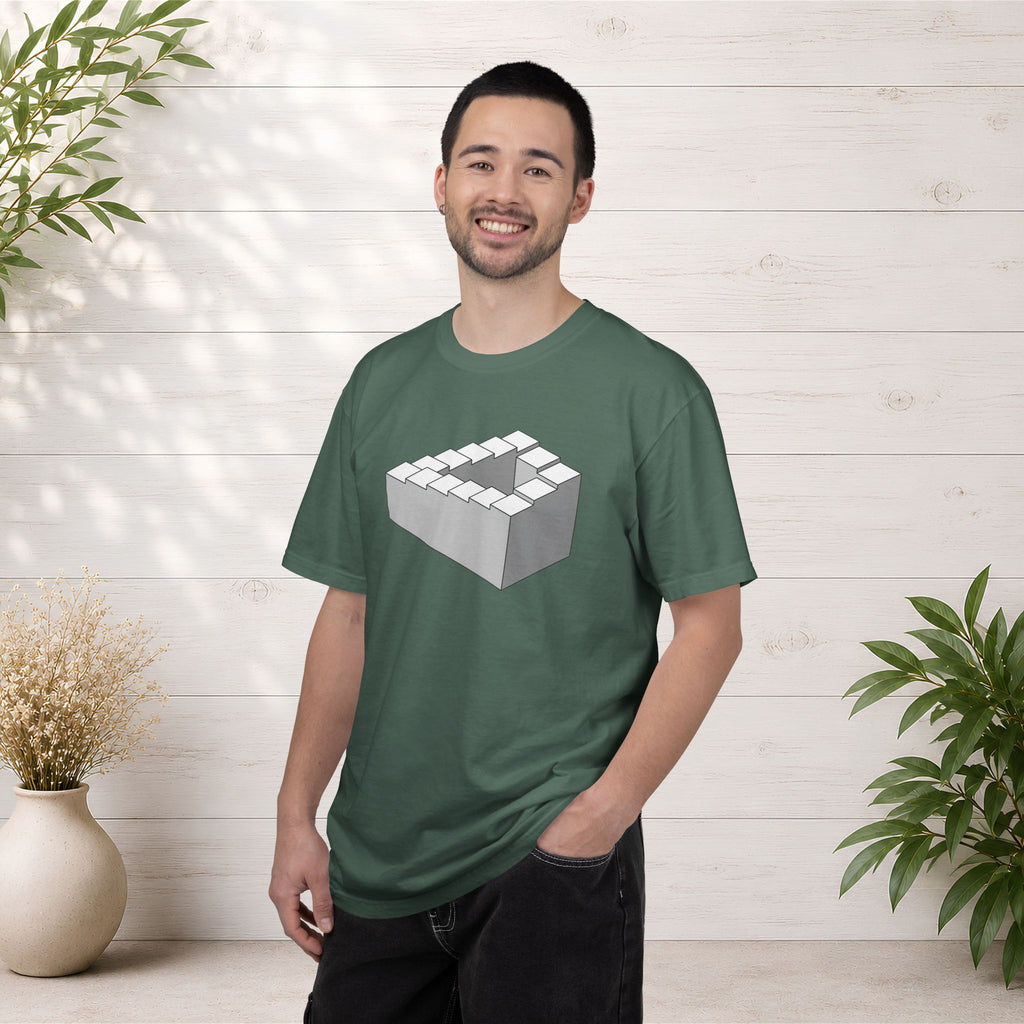 Optical Illusion Staircase Tee — Impossible Step Graphic T-Shirt