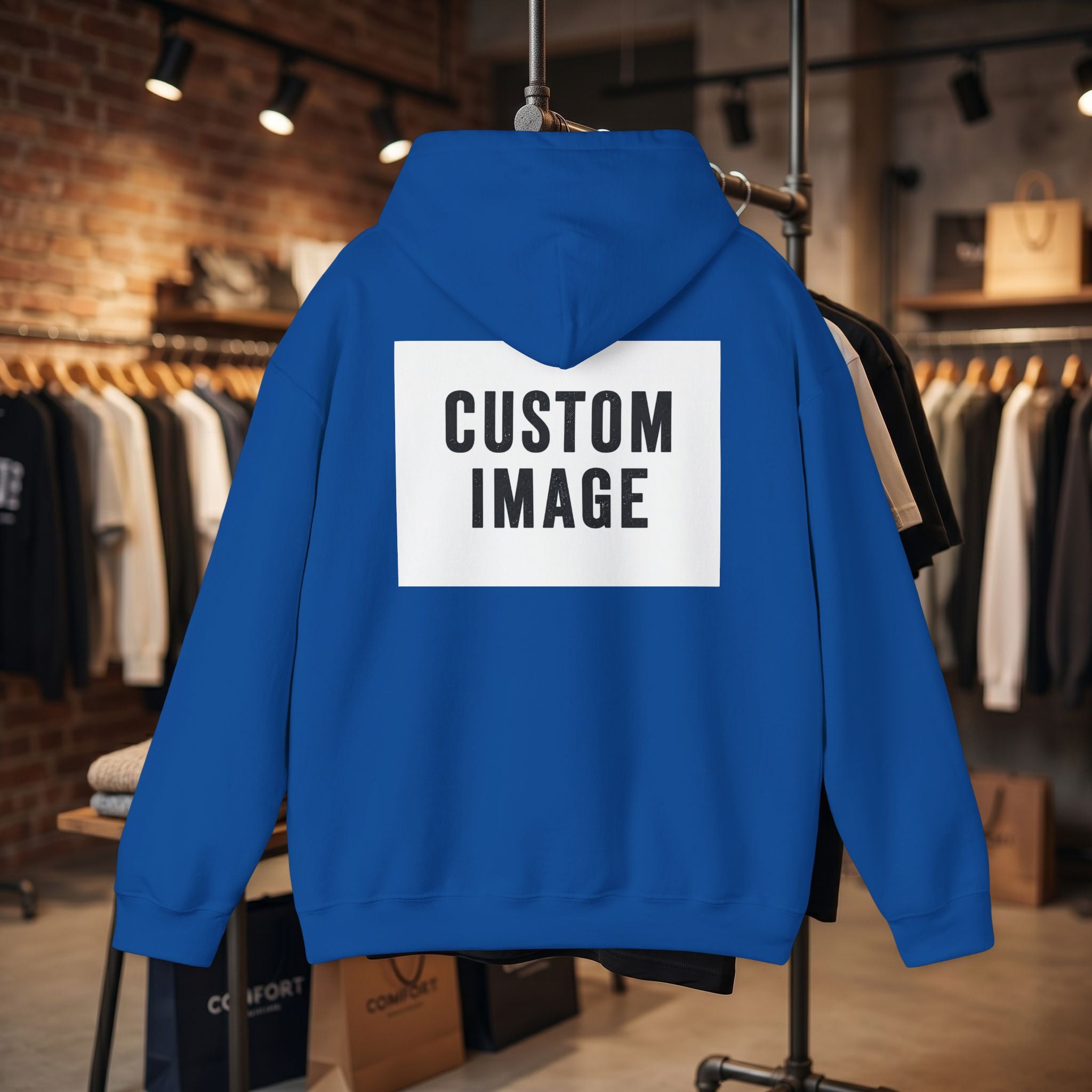 Custom Front Small Left and Back Image Hoodie — Personalized White Pullover Hooded Sweatshirt