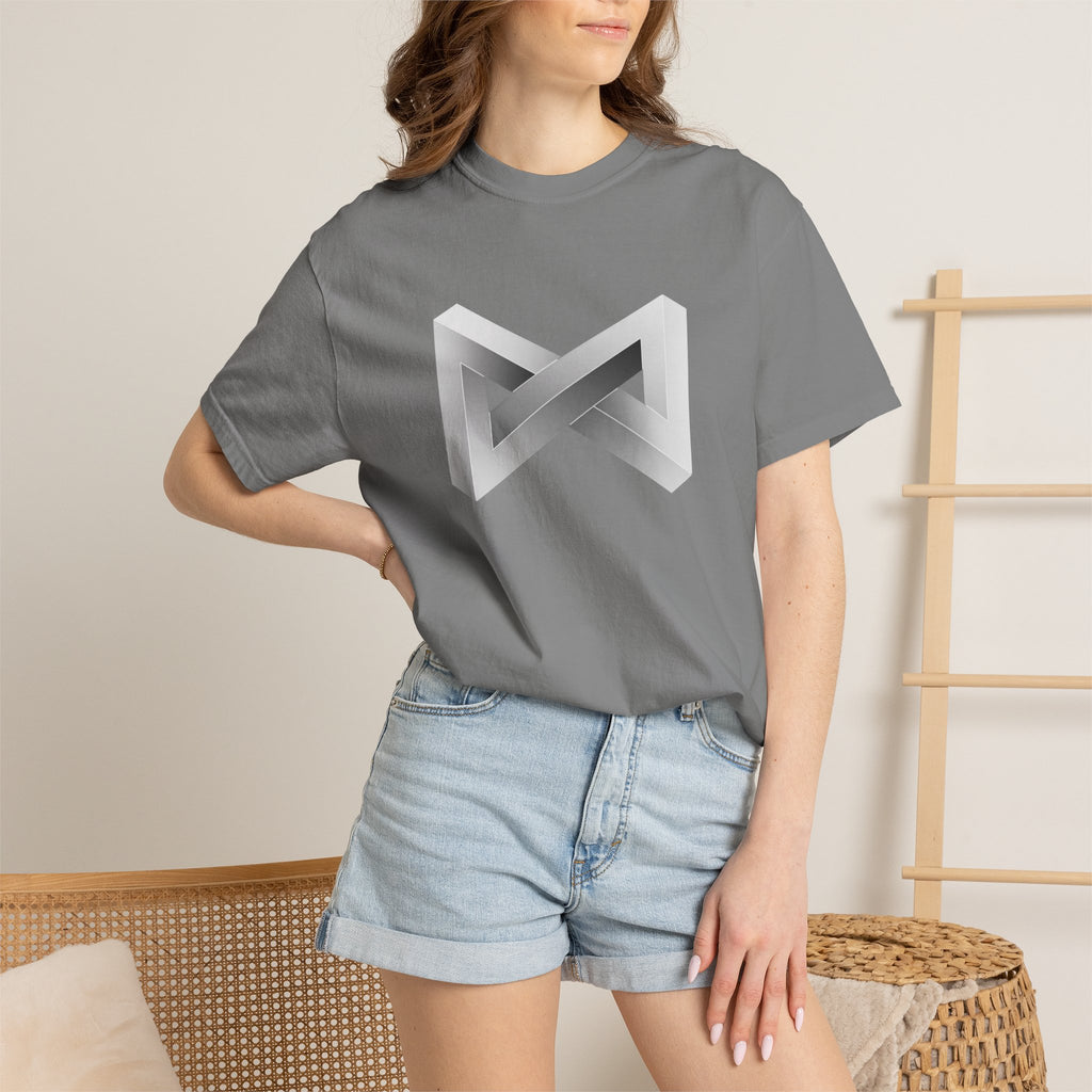 Optical Illusion Logo T-Shirt — Minimal Monochrome Infinity Design