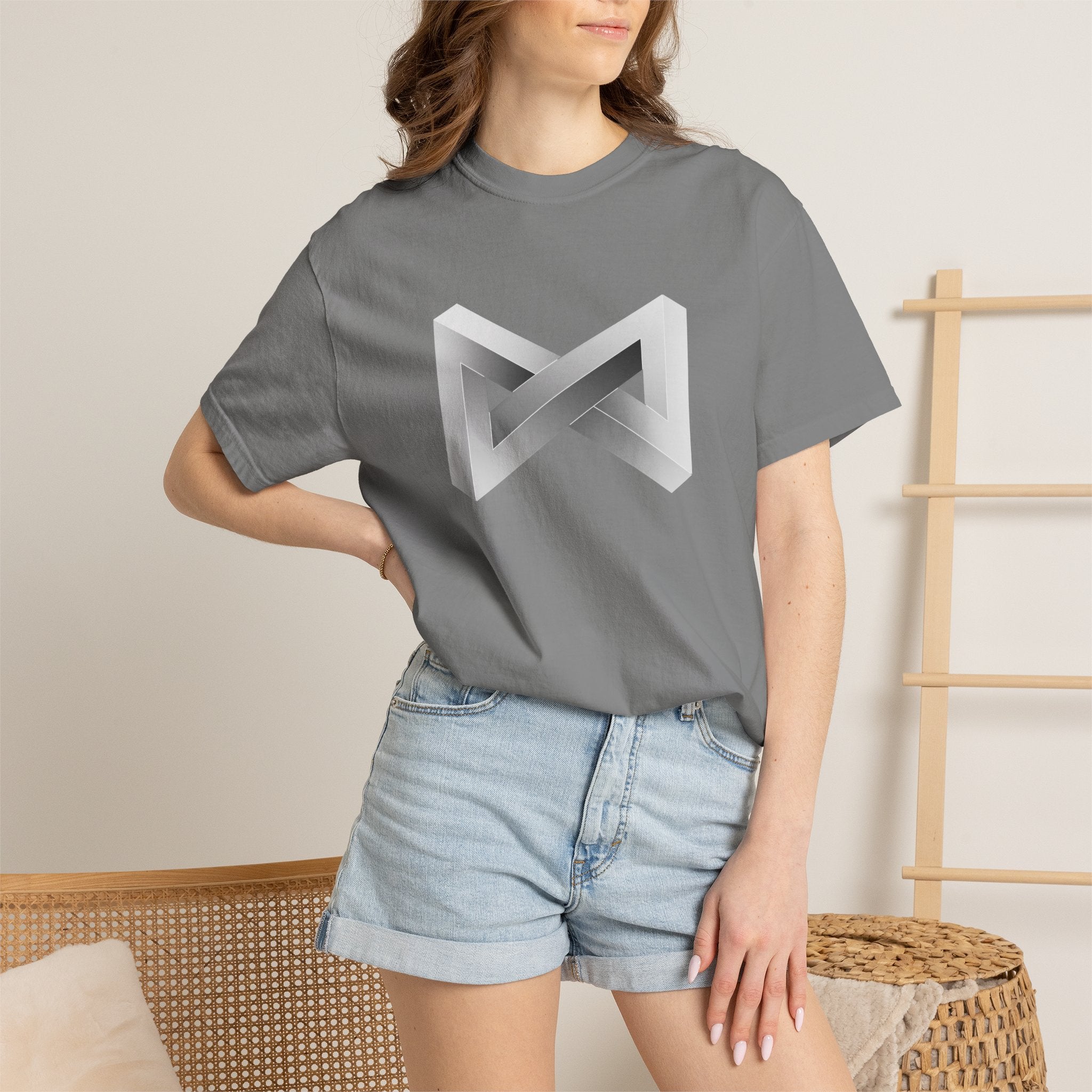 Optical Illusion Logo T-Shirt — Minimal Monochrome Infinity Design
