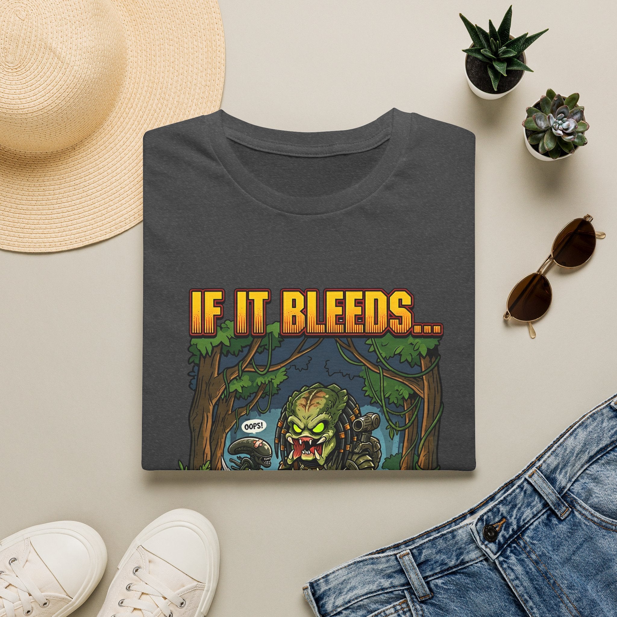 Predator "If It Bleeds" Forest Design T-Shirt | Horror Movie Character