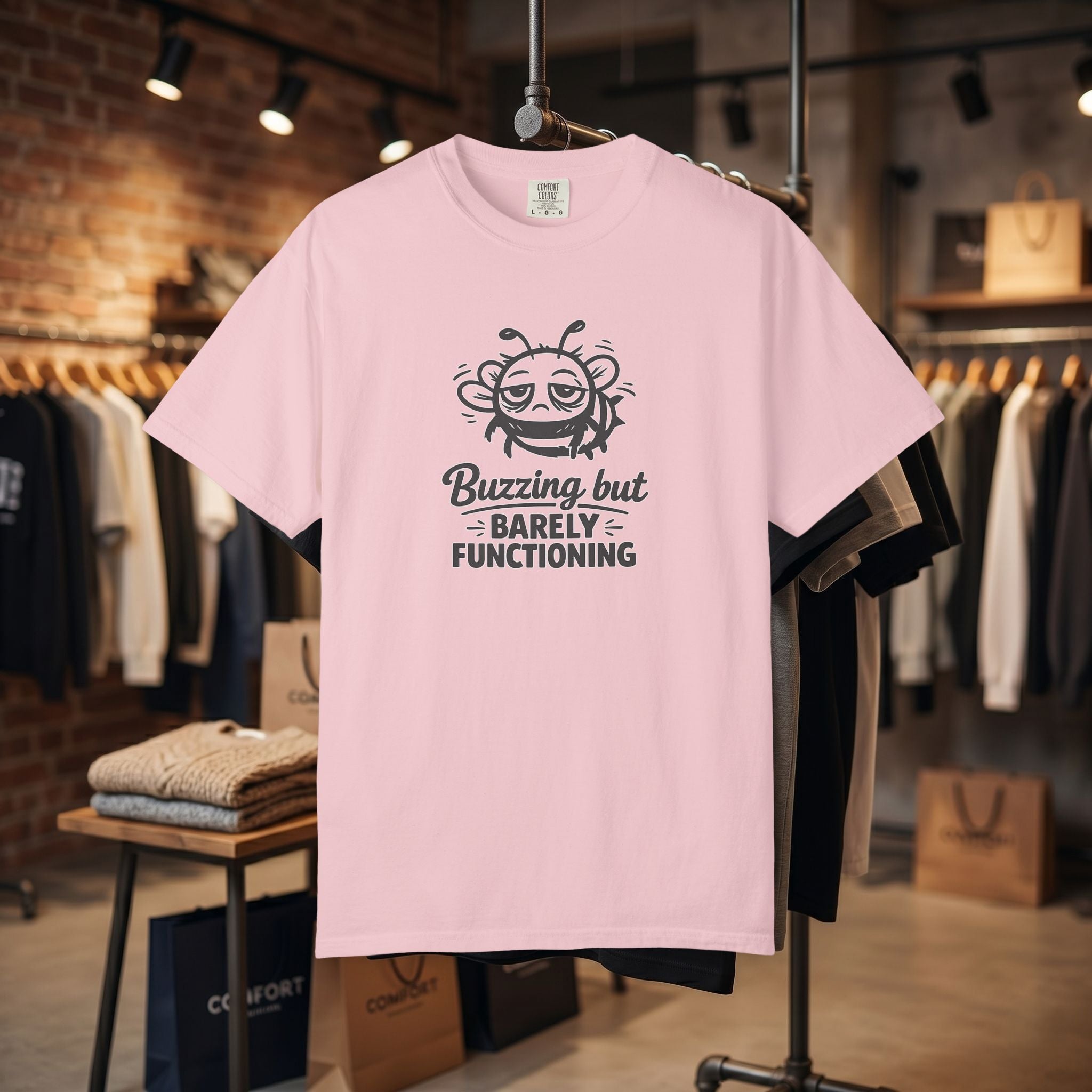 Buzzing But Barely Functioning T-Shirt — Funny Bee Graphic Tee
