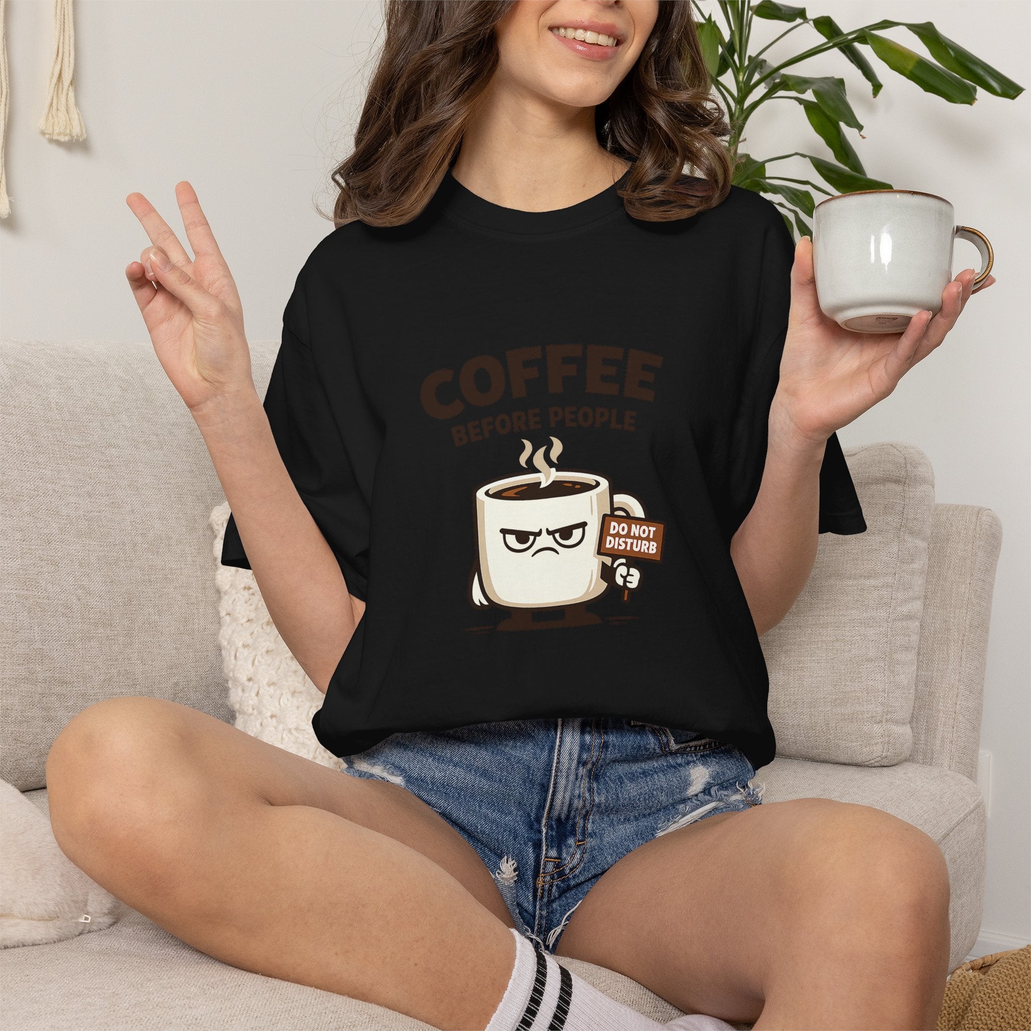 Coffee Before People T‑Shirt — Funny Morning Coffee Graphic Tee