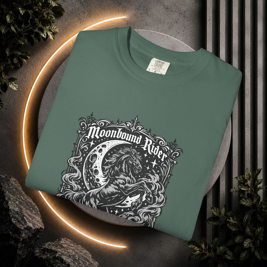 Moonbound Rider T‑Shirt — Gothic Horse Moon Design