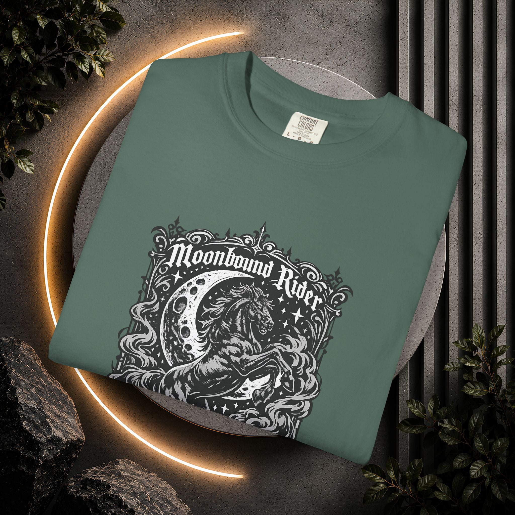 Moonbound Rider T‑Shirt — Gothic Horse Moon Design