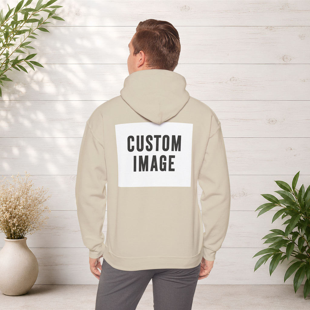 Custom Back Image Hoodie — Personalized White Pullover Hooded Sweatshirt