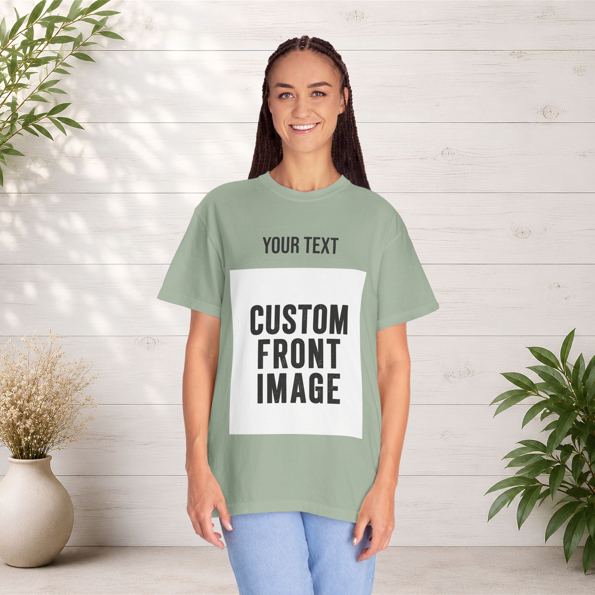 Custom Front Portrait Print T-Shirt — Personalized Text & Image Tee