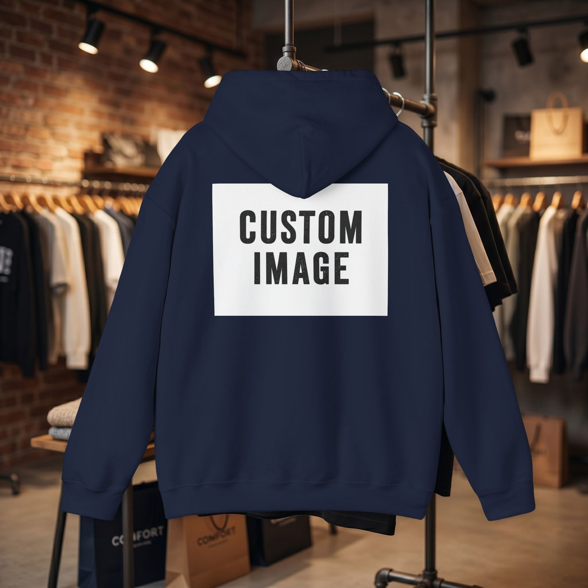 Custom Back Image Hoodie — Personalized White Pullover Hooded Sweatshirt