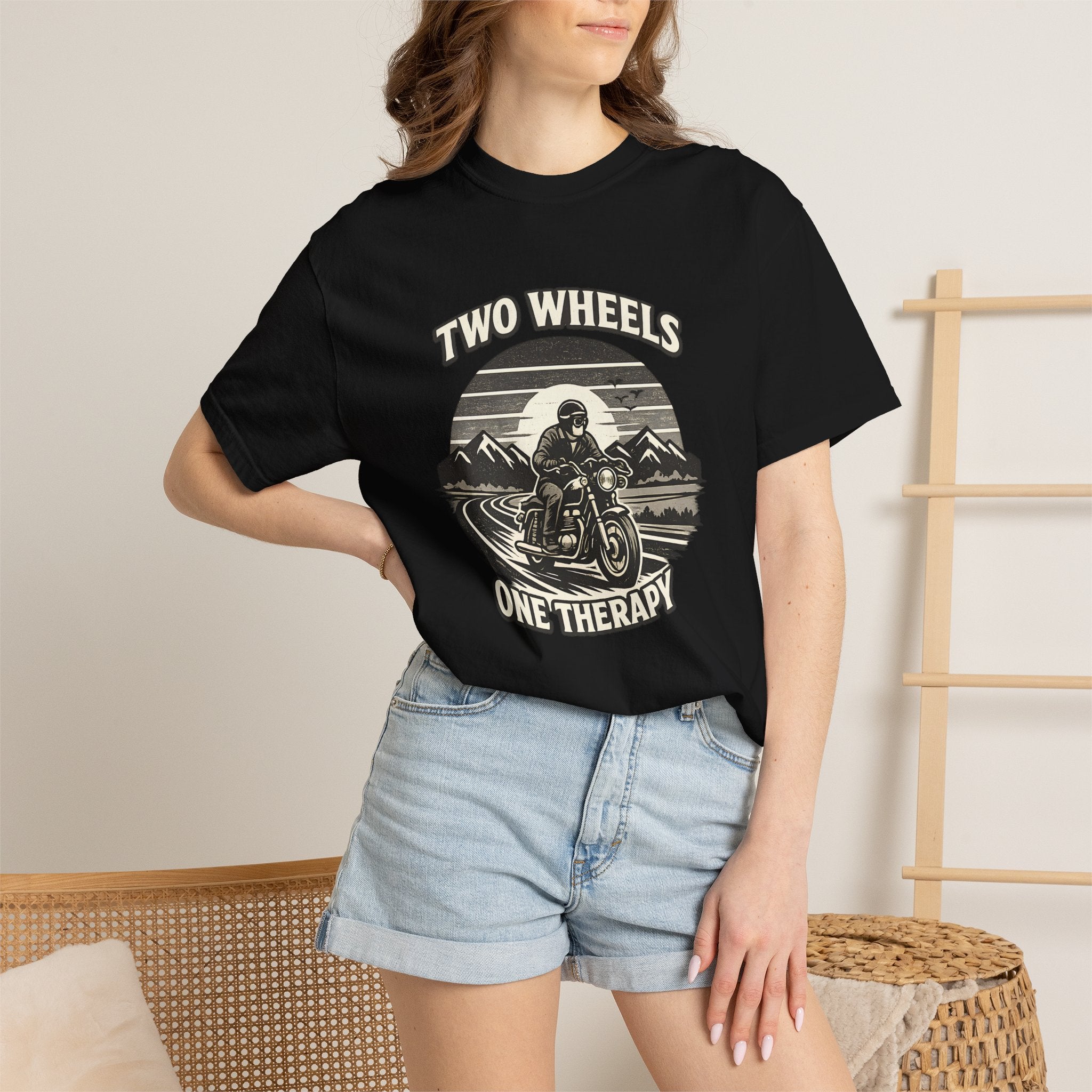 Motorcycle T-Shirt – "Two Wheels One Therapy" Rider Tee