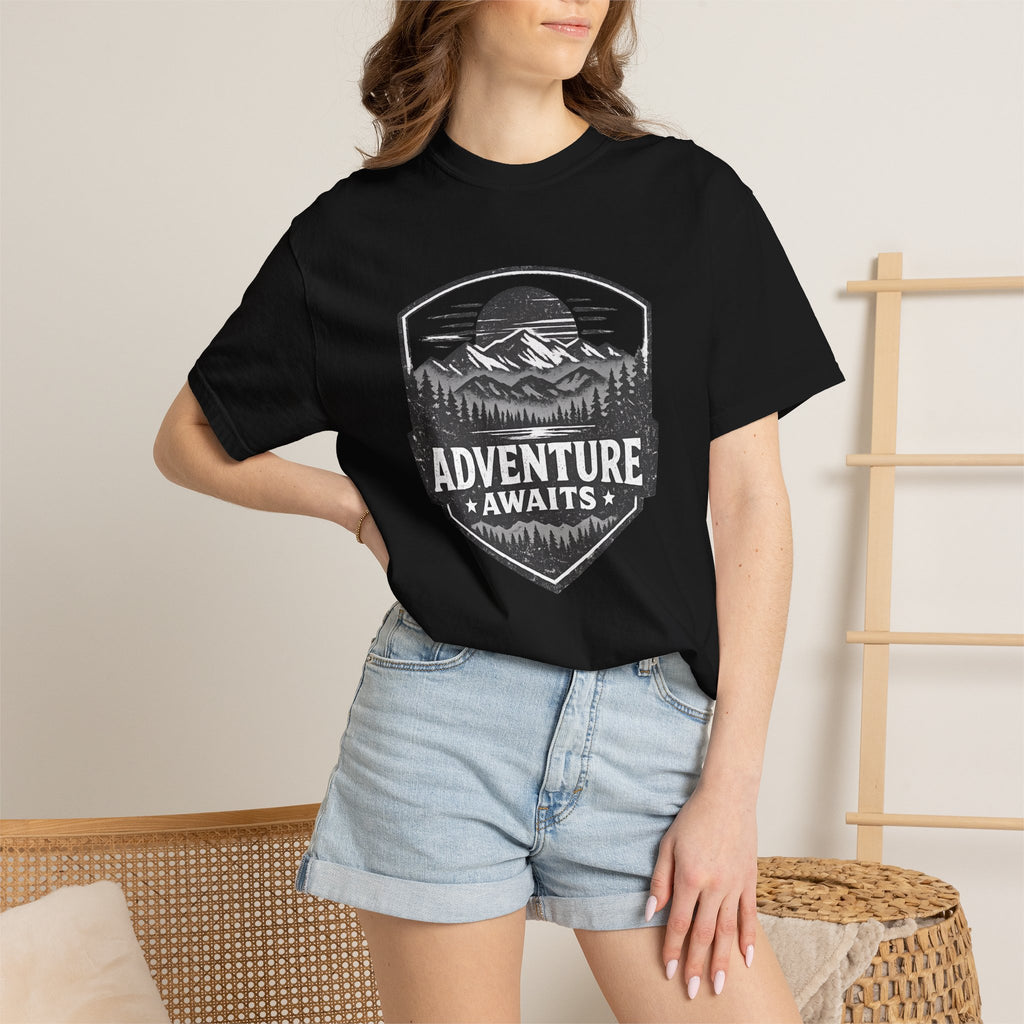 Adventure Awaits T-Shirt — Mountain Hiking Outdoors Tee