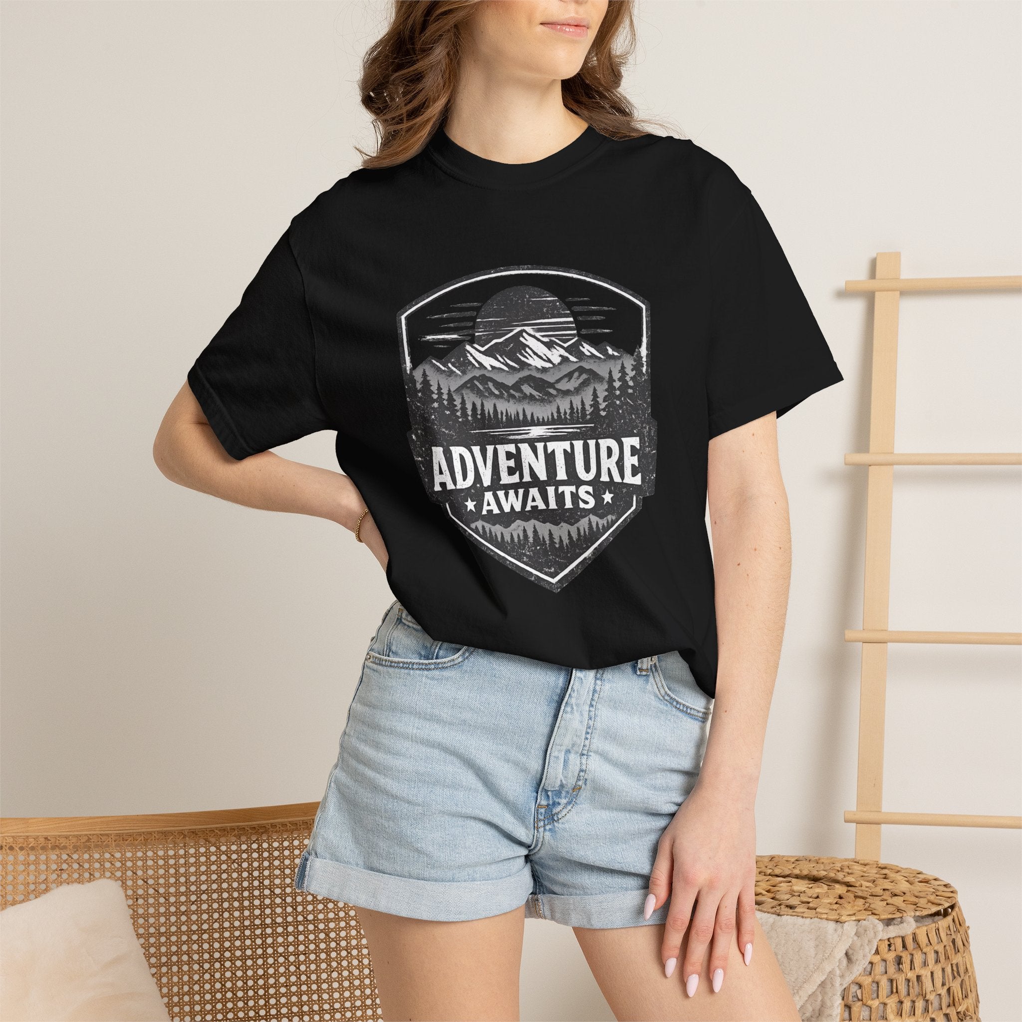 Adventure Awaits T-Shirt — Mountain Hiking Outdoors Tee