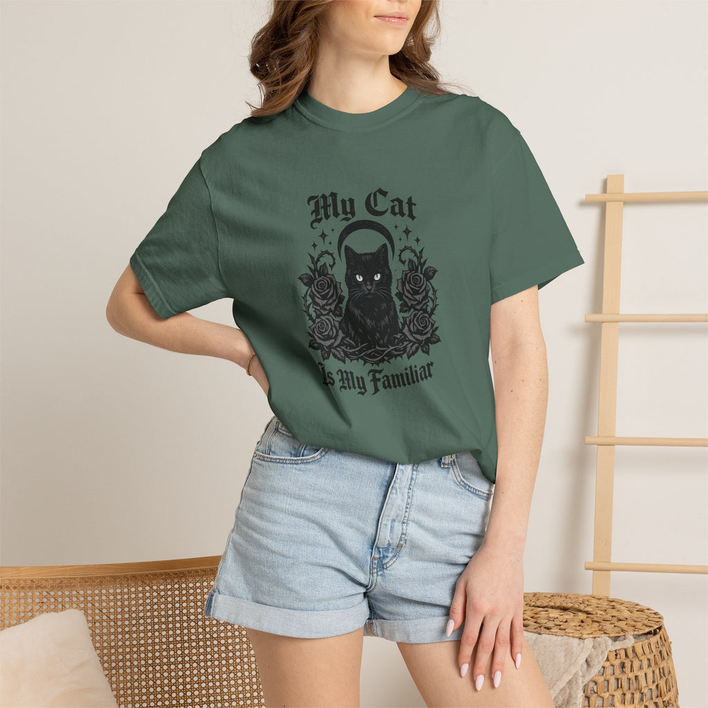 My Cat Is My Familiar T-Shirt — Gothic Cat Witch Tee