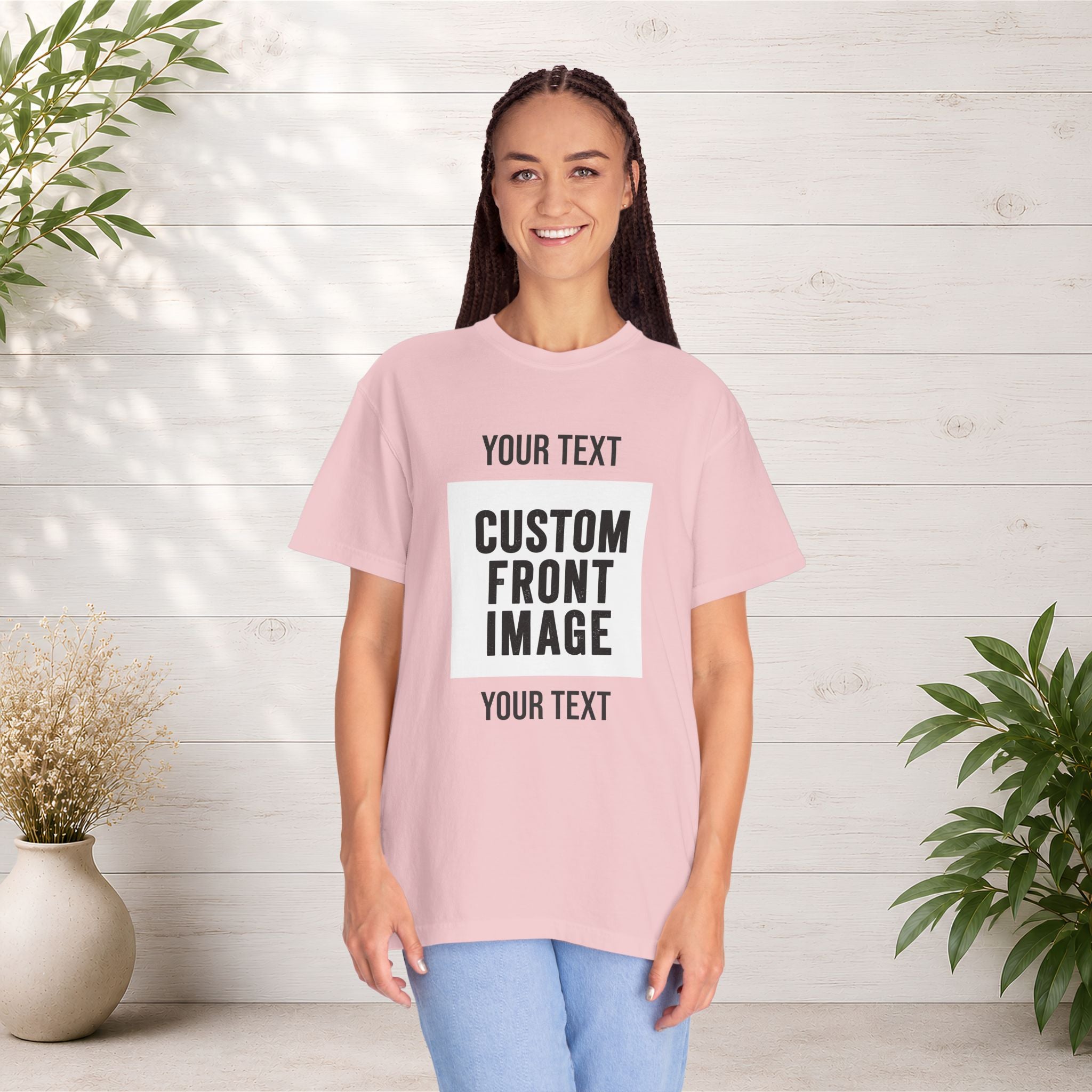 Custom Front Square Print T-Shirt — Personalized Text & Image Tee
