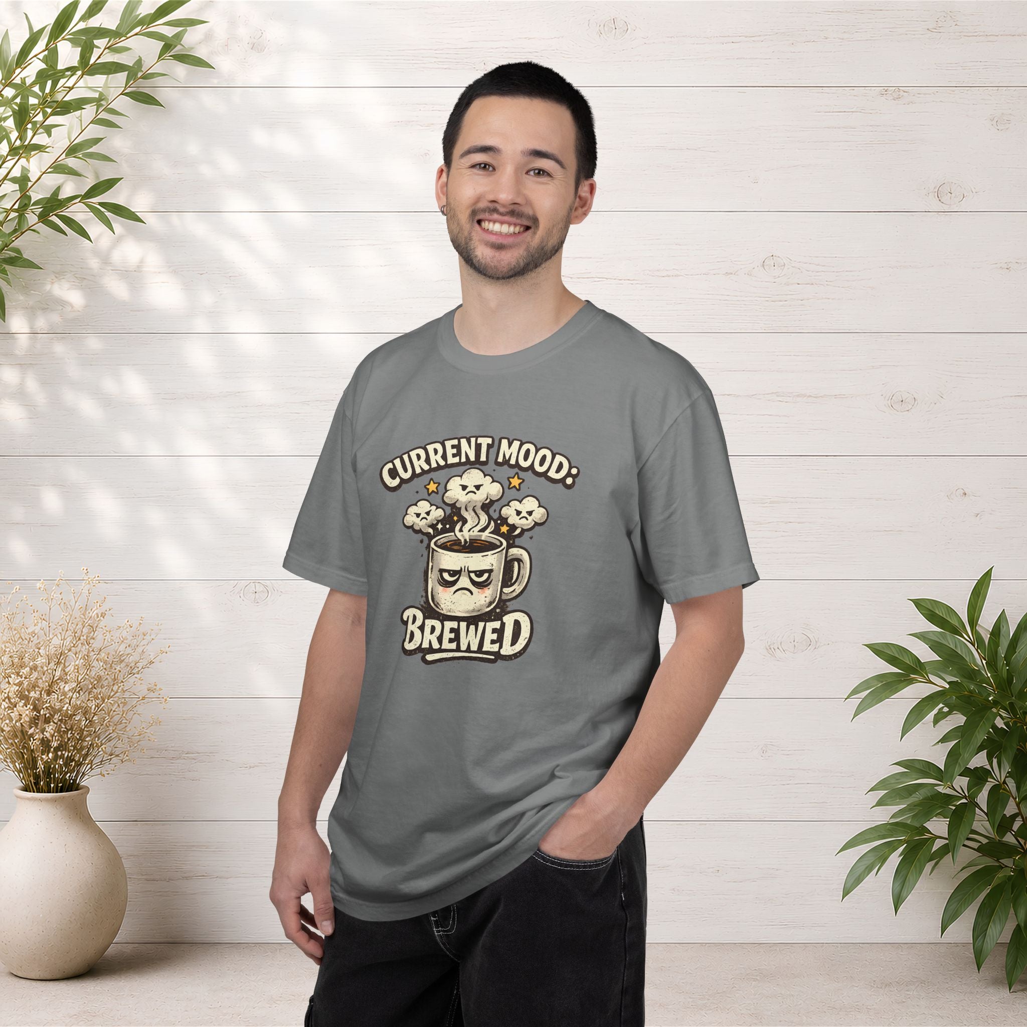 Coffee T-Shirt — "Current Mood: Brewed" Graphic Tee