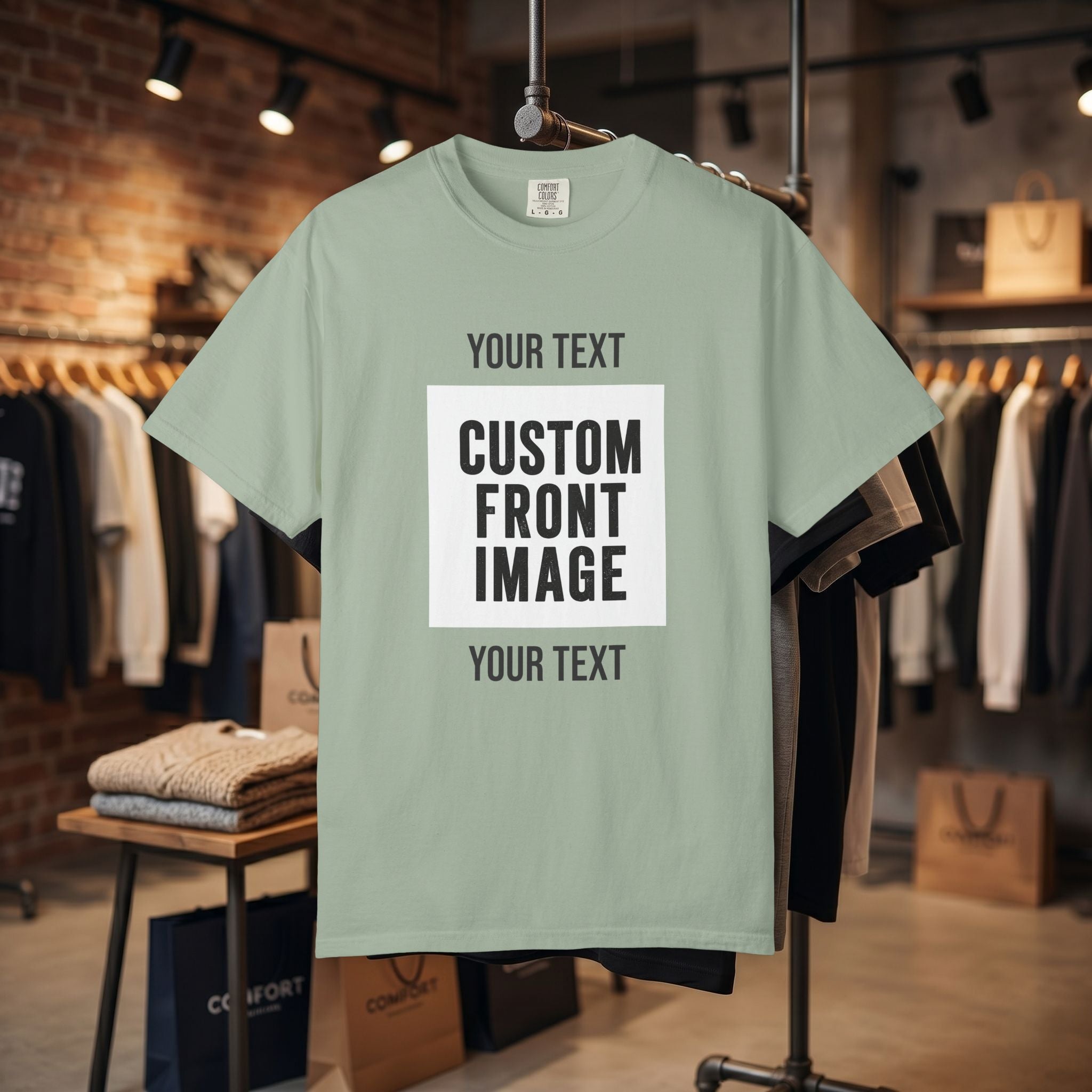Custom Front Square Print T-Shirt — Personalized Text & Image Tee
