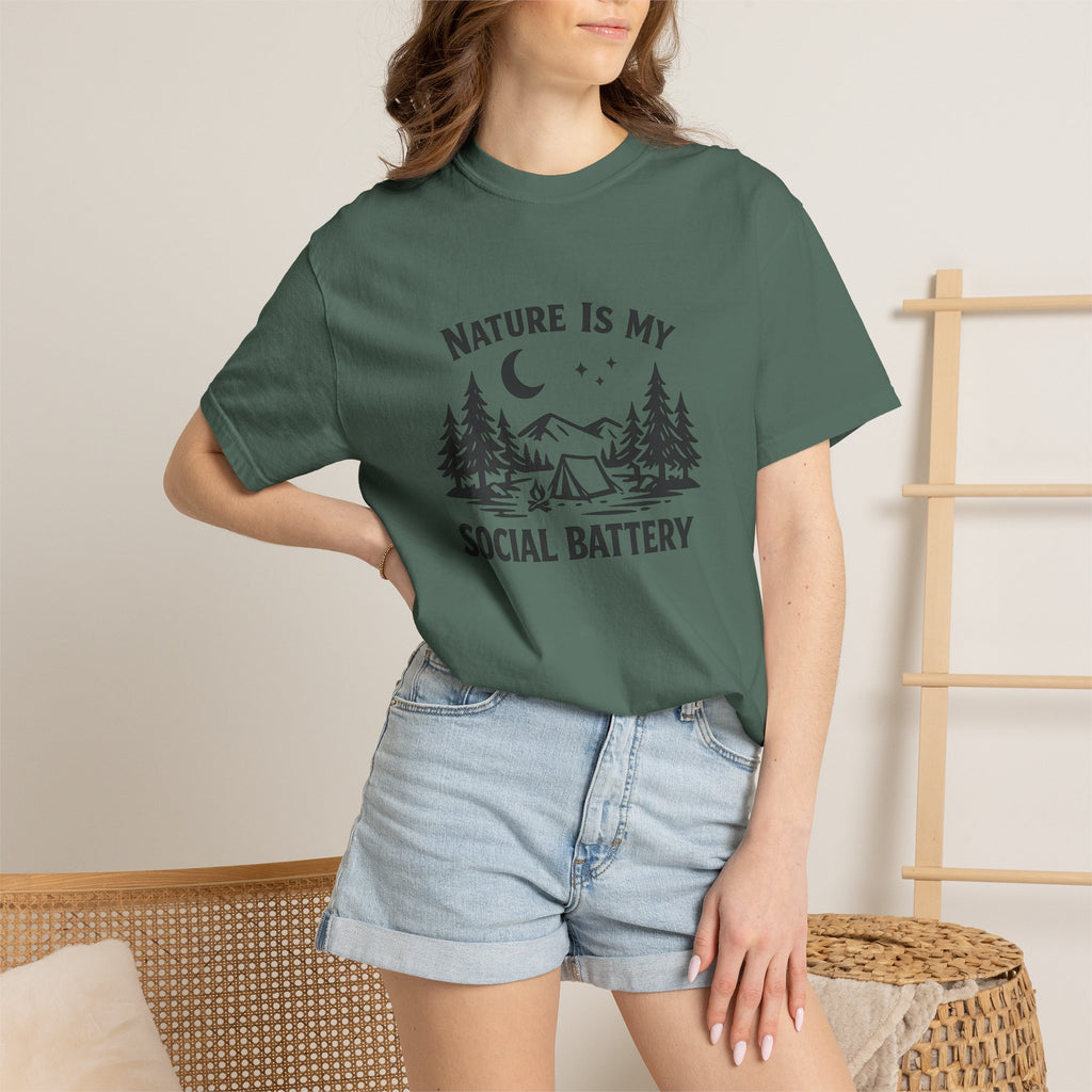 Nature Is My Social Battery T-Shirt — Outdoor Enthusiast Graphic Tee