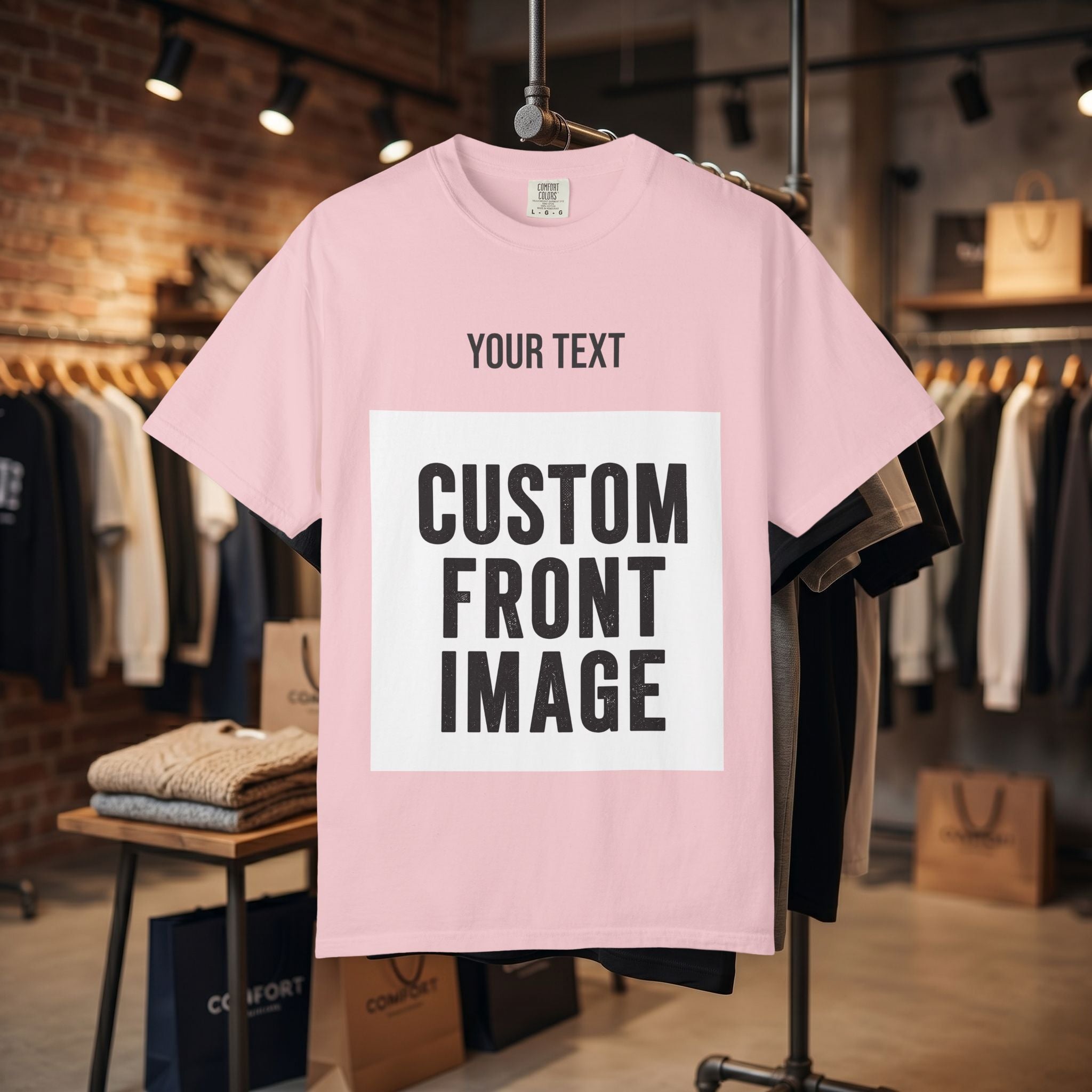 Custom Front Square Print T-Shirt — Personalized Text & Image Tee