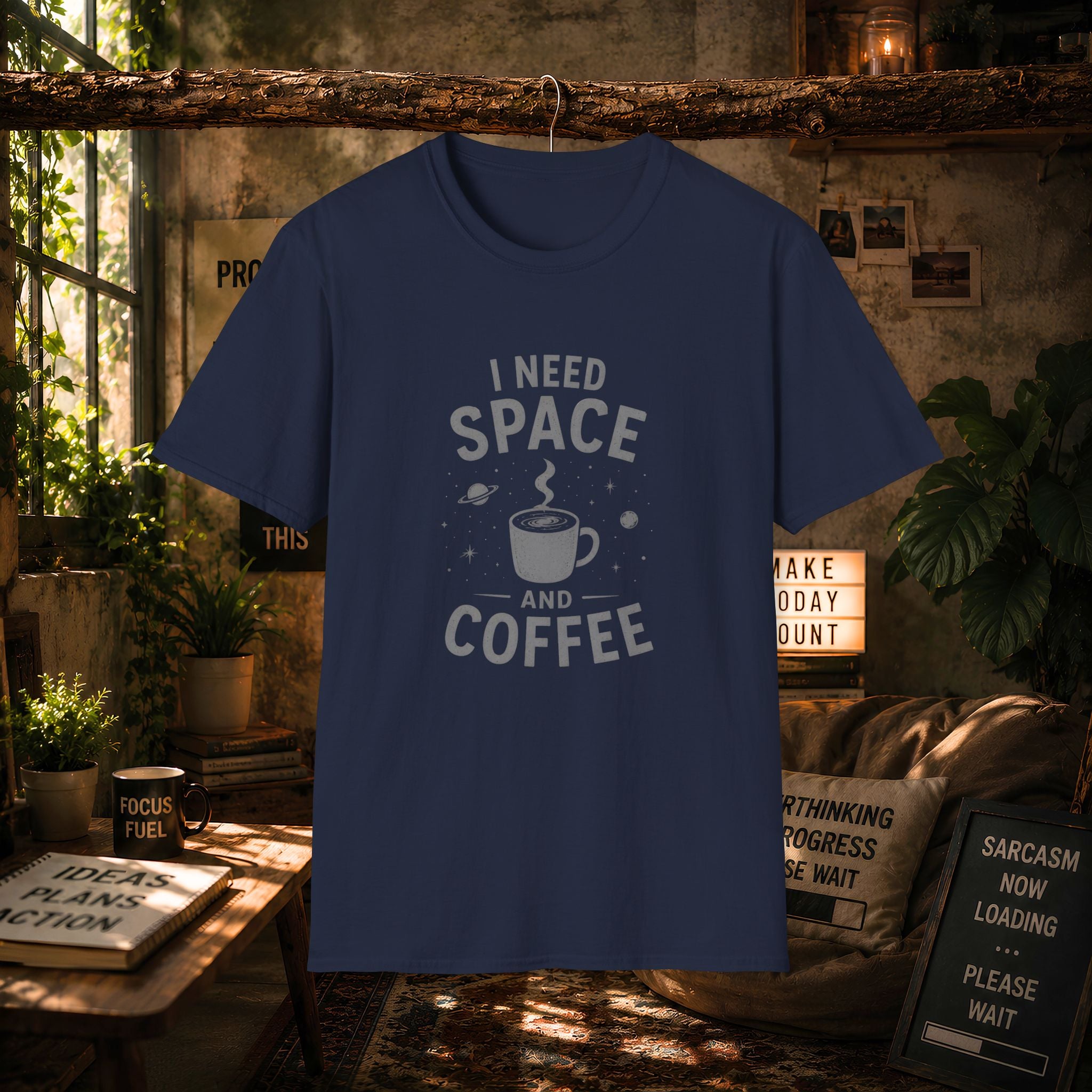 I Need Space and Coffee T-Shirt | Space Coffee Graphic Tee