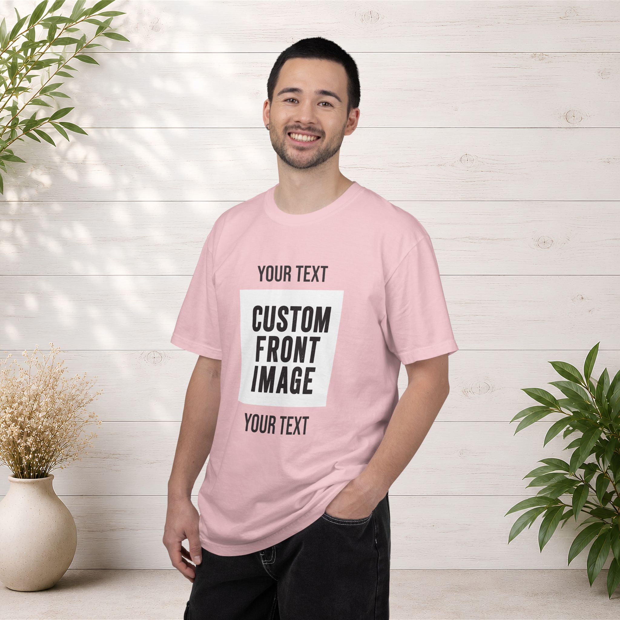 Custom Front Square Print T-Shirt — Personalized Text & Image Tee