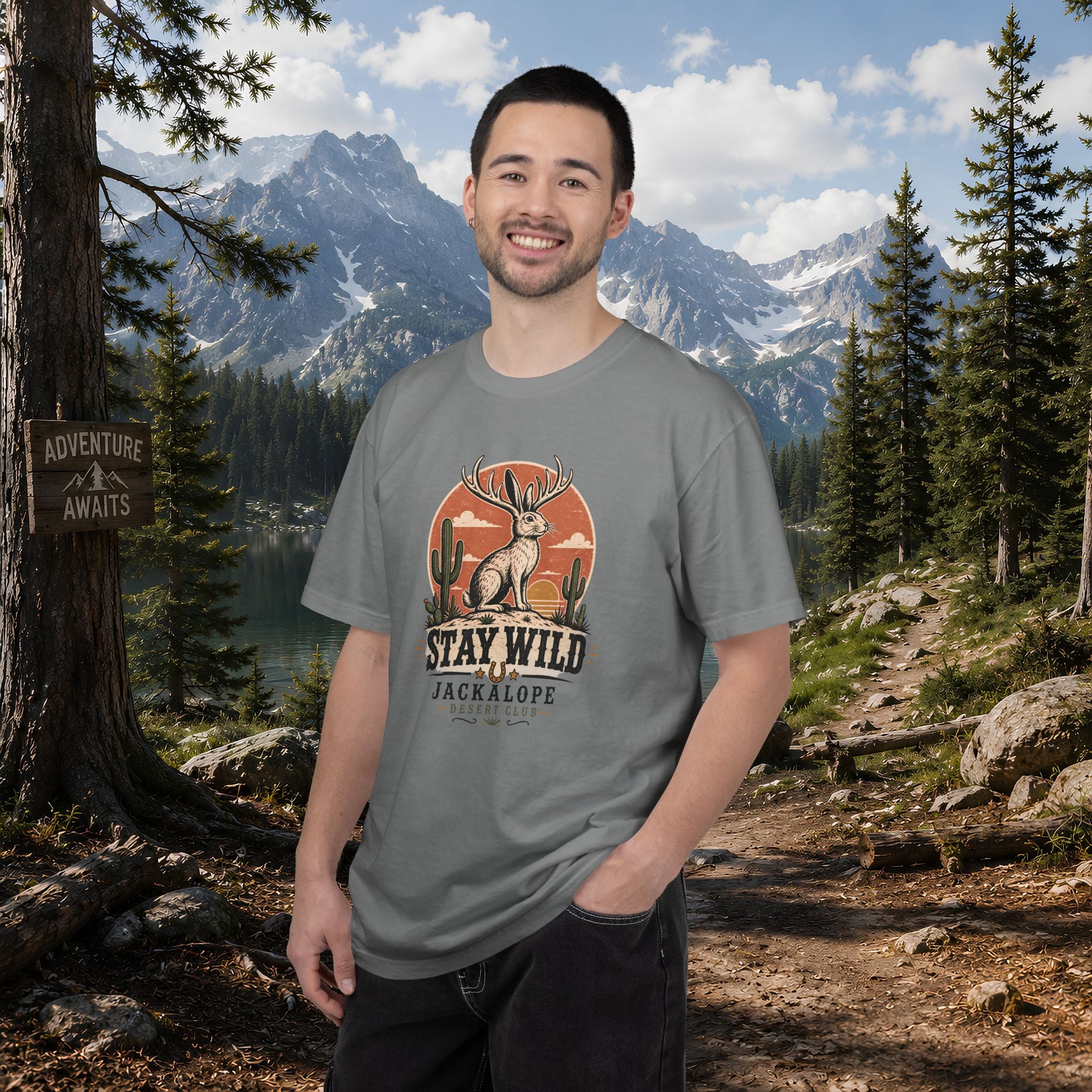 Stay Wild Jackalope T-Shirt — Vintage Desert Adventure Tee