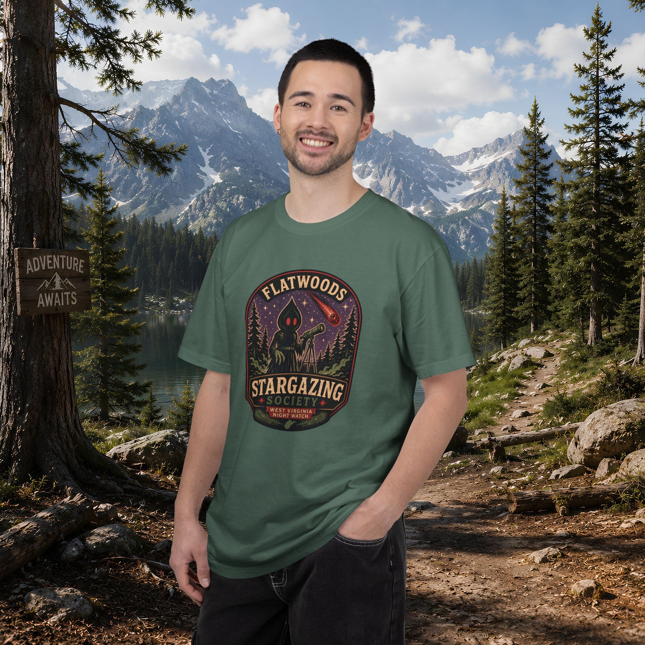Flatwoods Stargazing Society T‑Shirt — Night Sky Adventure Tee