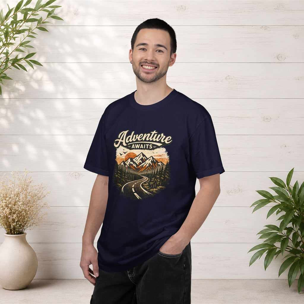 Adventure Awaits T-Shirt — Scenic Mountain Road Graphic Tee