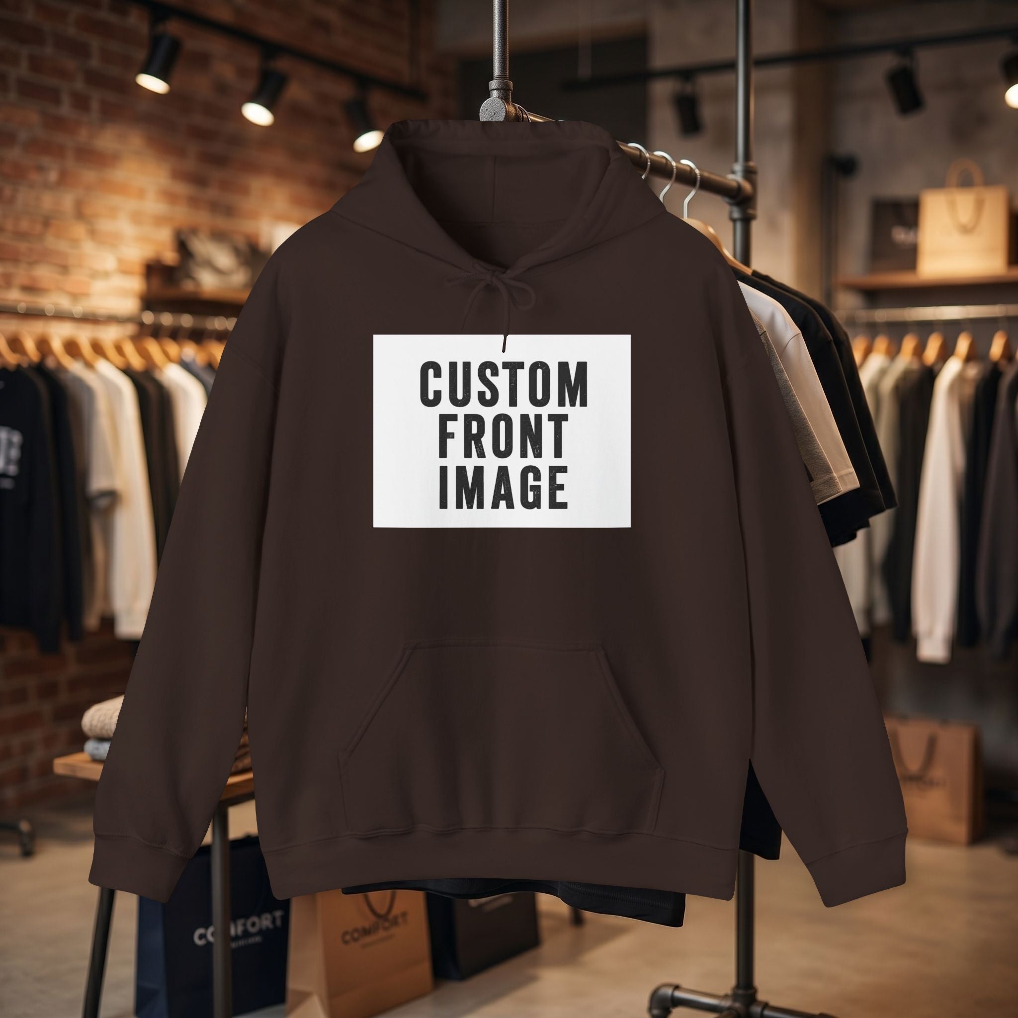 Custom Front Image Hoodie — Personalized White Pullover Hooded Sweatshirt