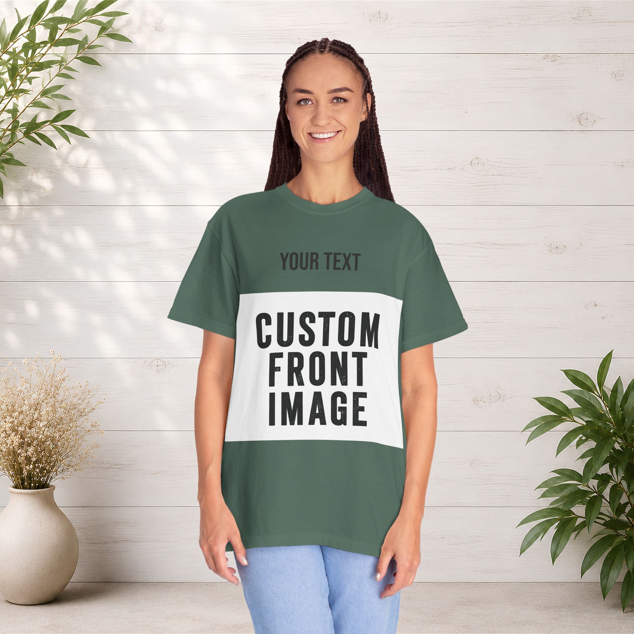 Custom Front Landscape Print T-Shirt — Personalized Text & Image Tee