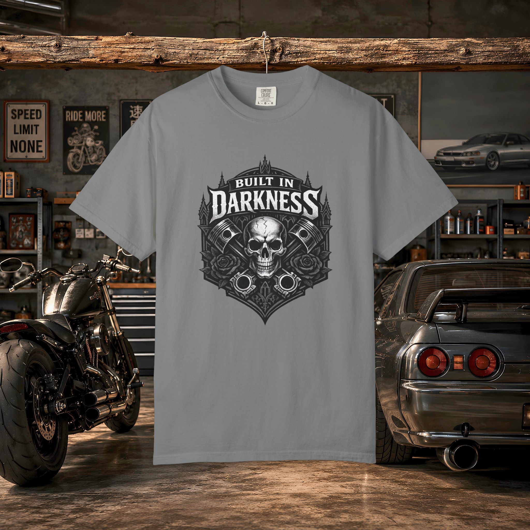 Built in Darkness Skull & Pistons T-Shirt