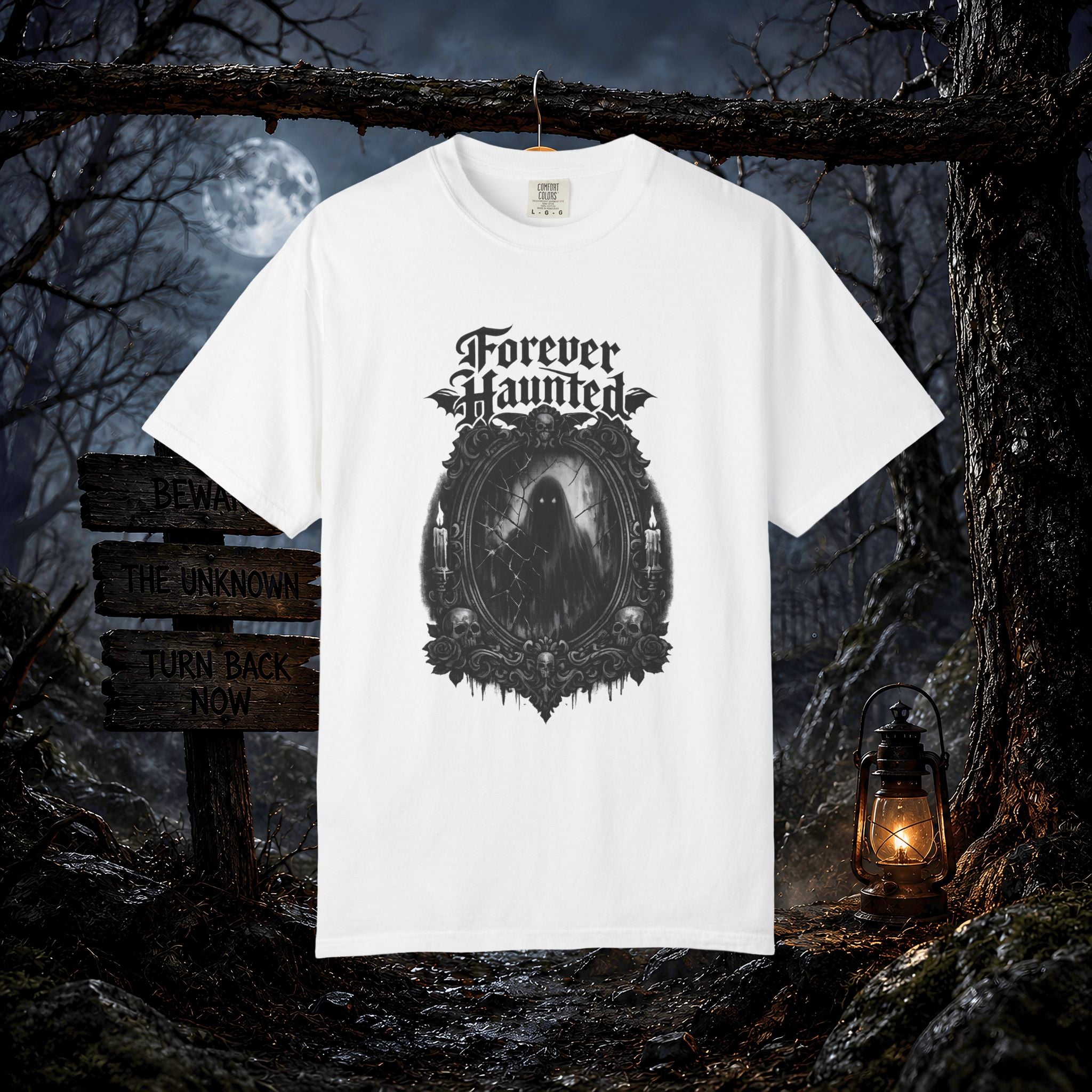 Forever Haunted T-Shirt — Gothic Ghost Graphic Tee